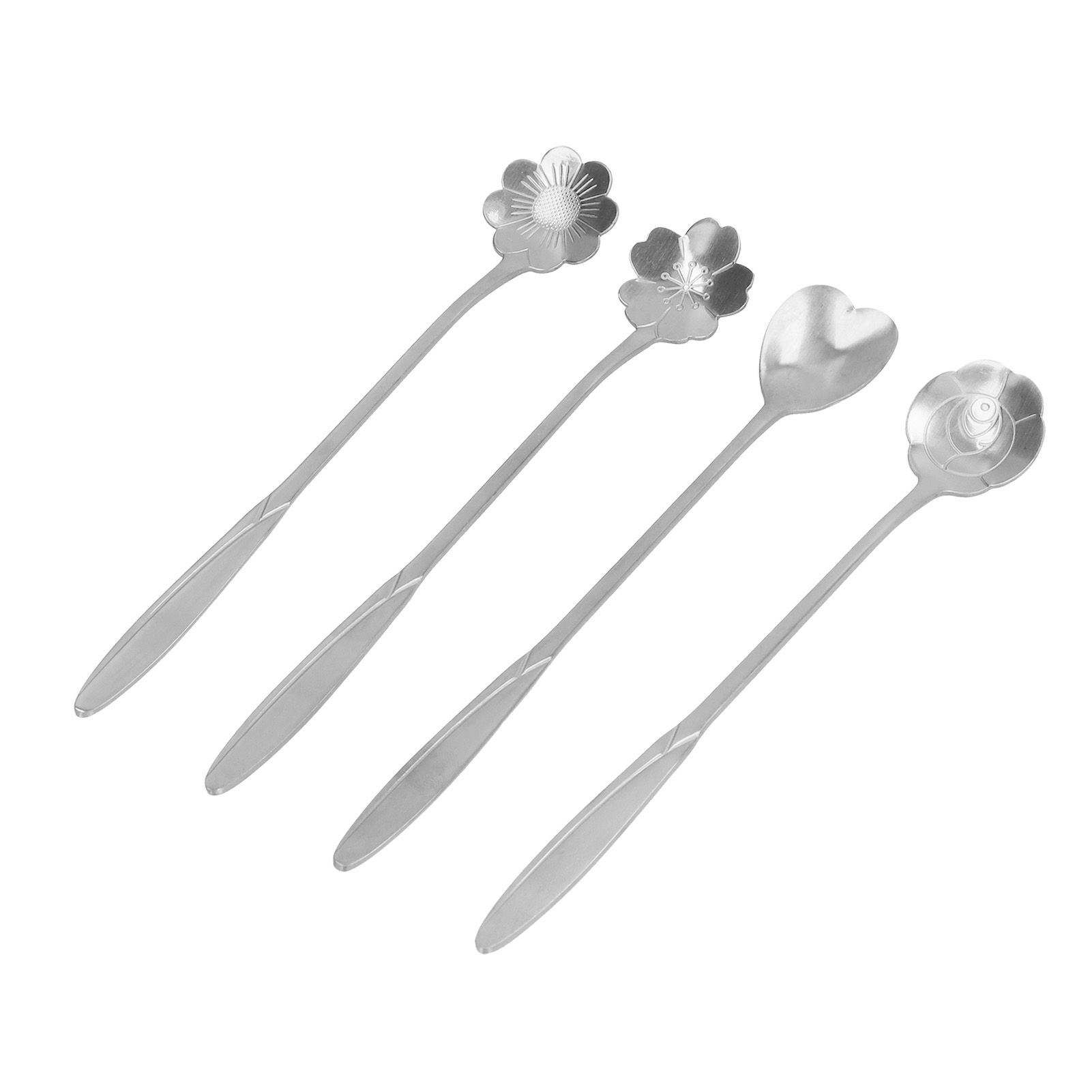 4PCS Mixing Spoon Flower Heart Shaped Coffee Spoon Stainless Steel Desert view 9