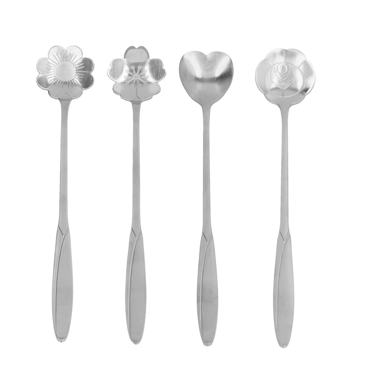 4PCS Mixing Spoon Flower Heart Shaped Coffee Spoon Stainless Steel Desert view 10