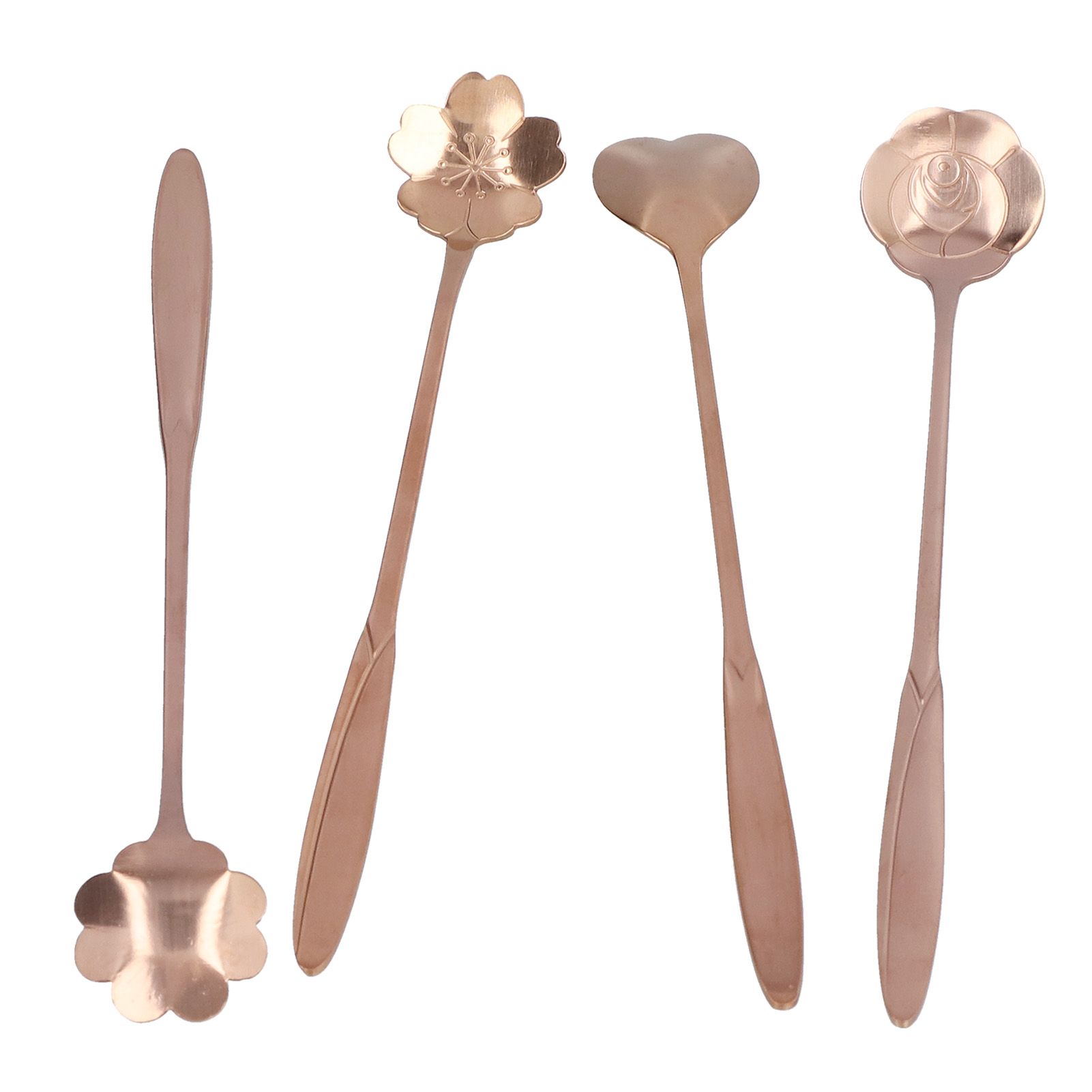 4PCS Mixing Spoon Flower Heart Shaped Coffee Spoon Stainless Steel Desert view 2