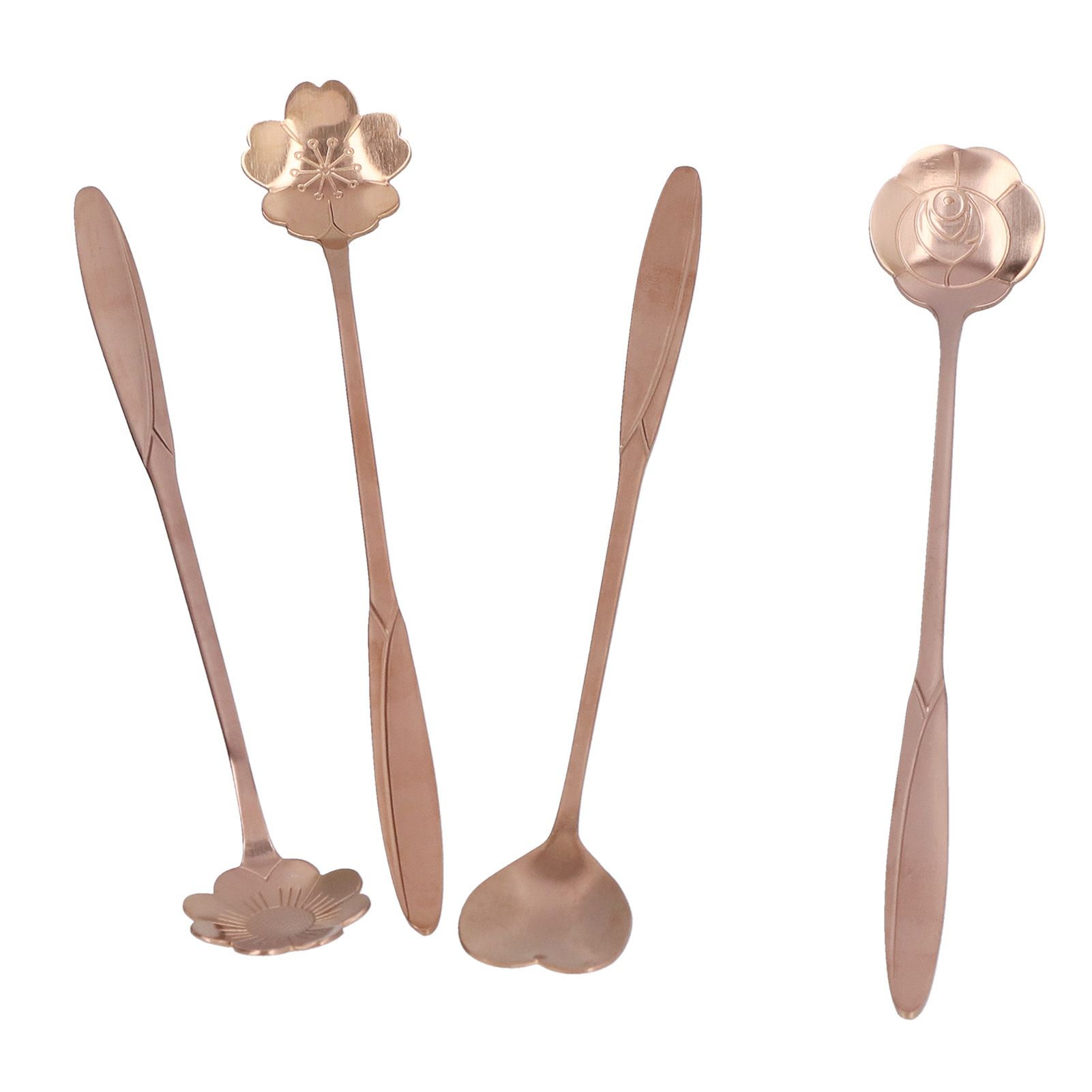 4PCS Mixing Spoon Flower Heart Shaped Coffee Spoon Stainless Steel Desert view 4