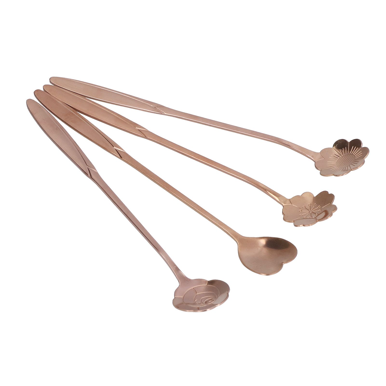 4PCS Mixing Spoon Flower Heart Shaped Coffee Spoon Stainless Steel Desert view 5