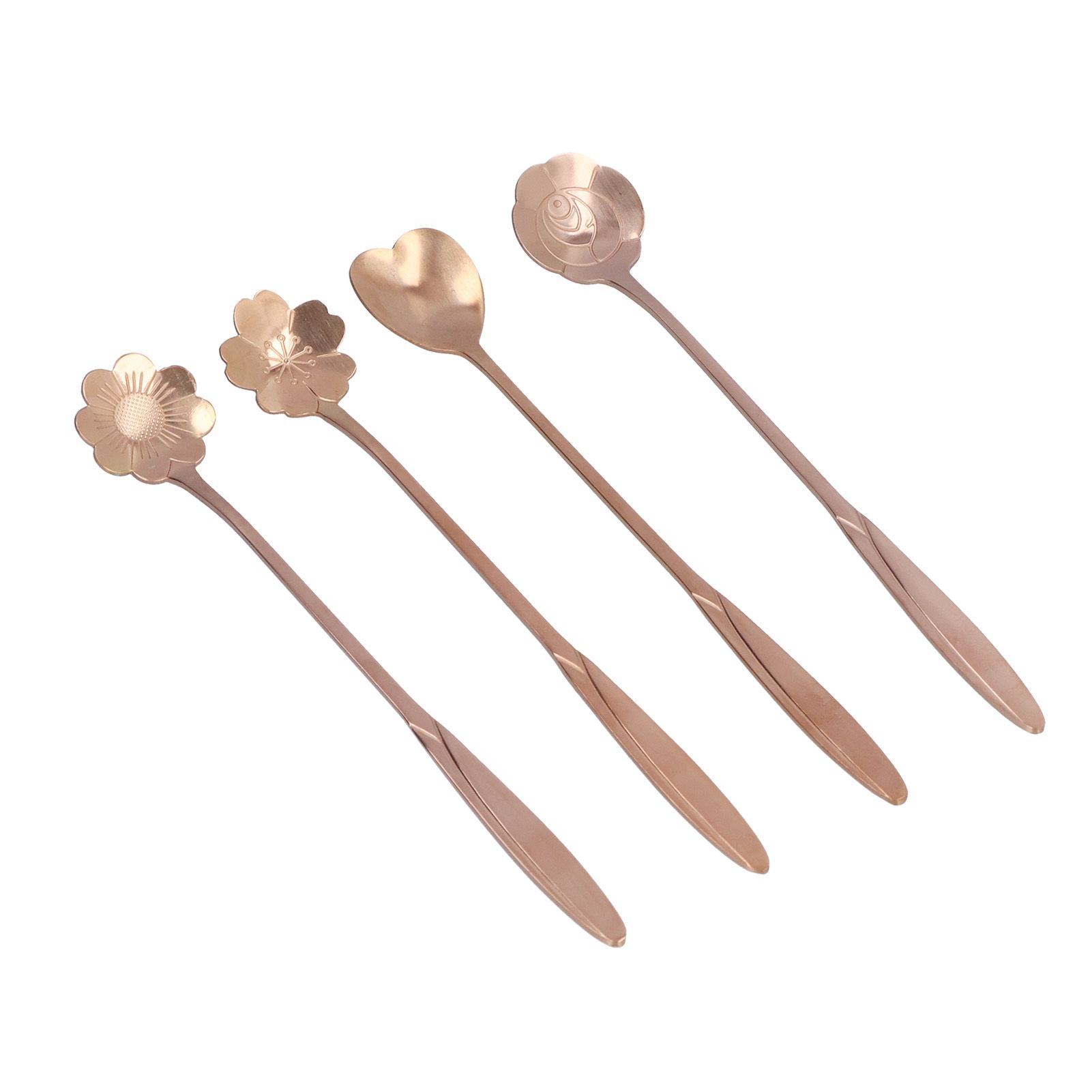 4PCS Mixing Spoon Flower Heart Shaped Coffee Spoon Stainless Steel Desert view 8