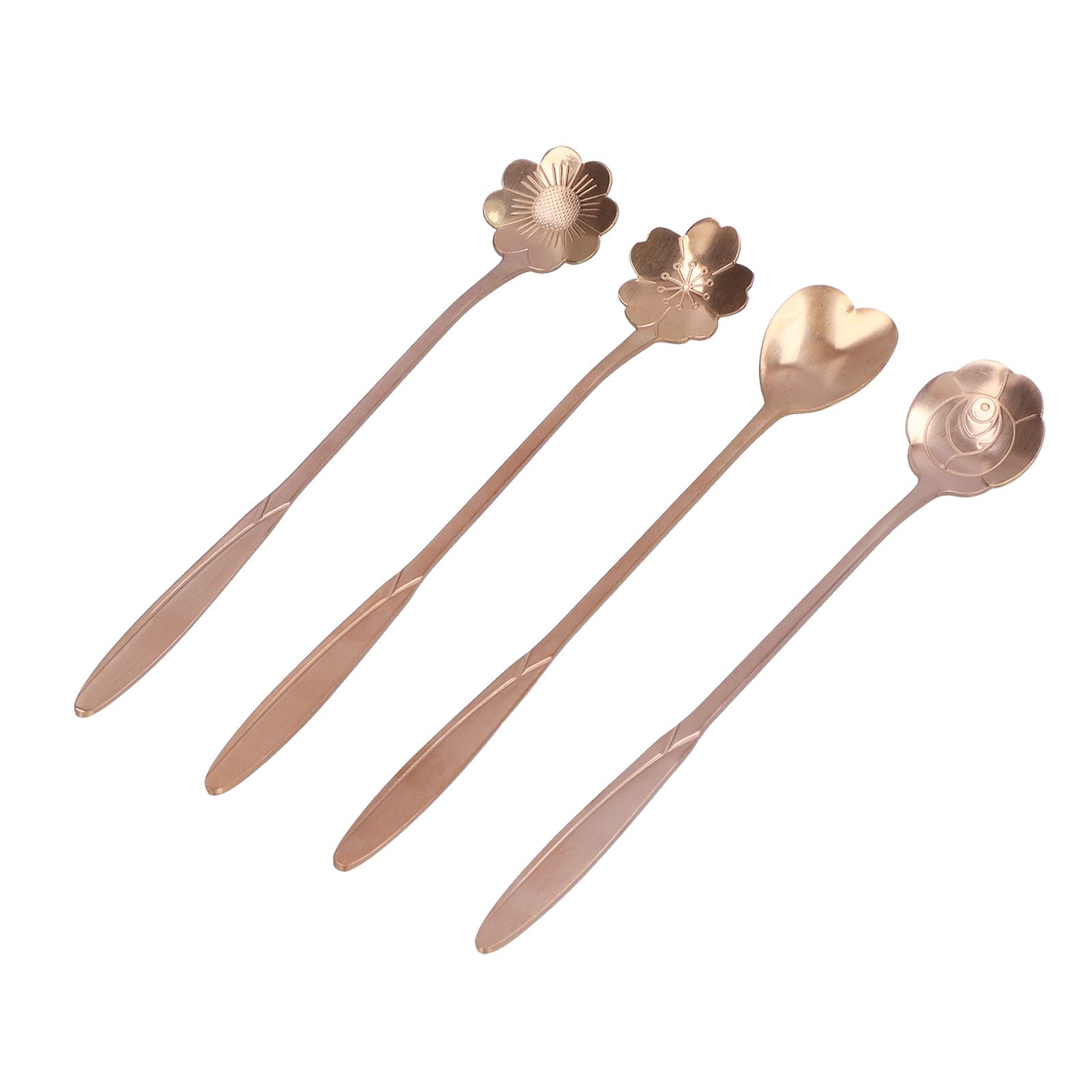 4PCS Mixing Spoon Flower Heart Shaped Coffee Spoon Stainless Steel Desert view 9