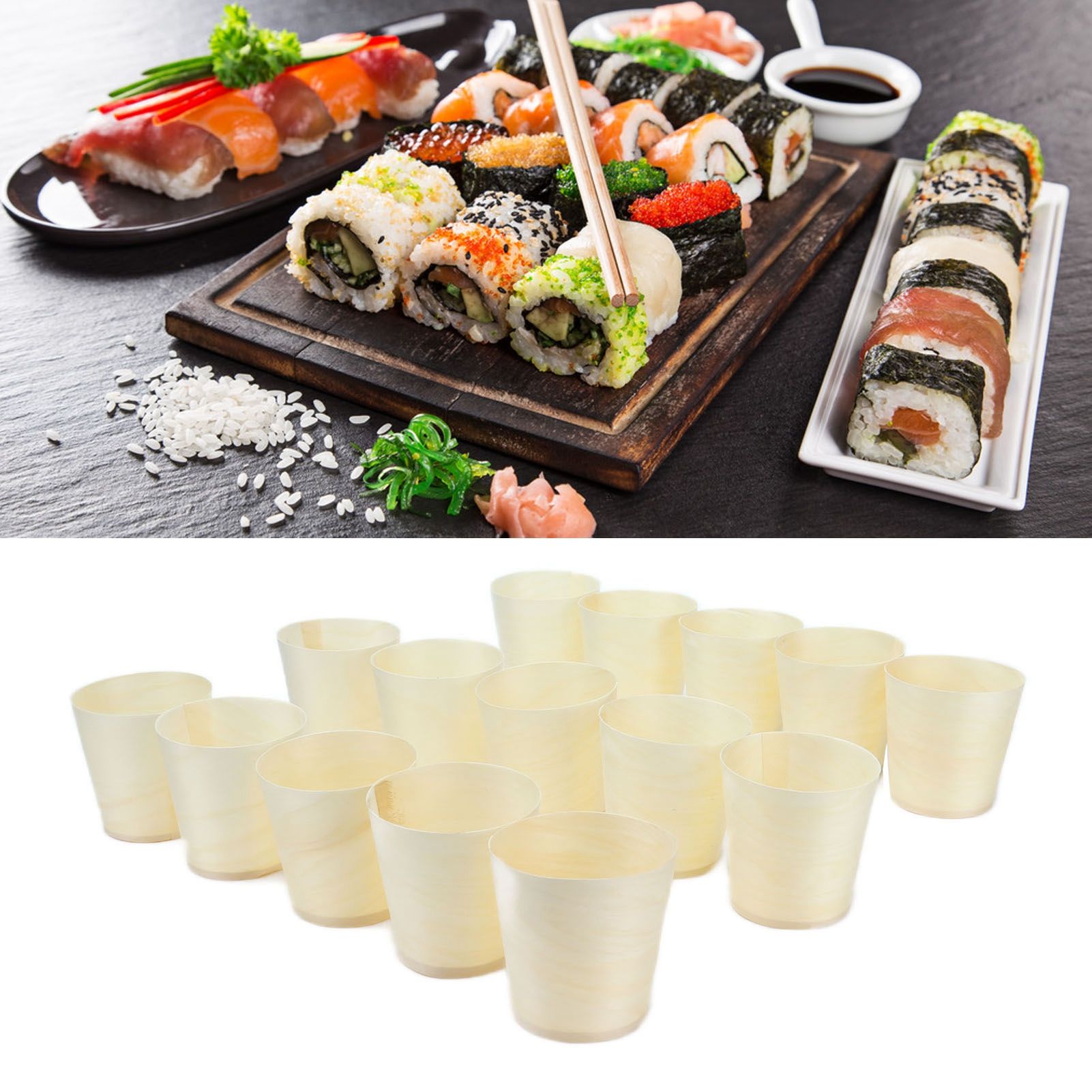 15Pcs Disposable Tasting Cup Wooden Decorated Lightweight Dessert Cup for Home view 12