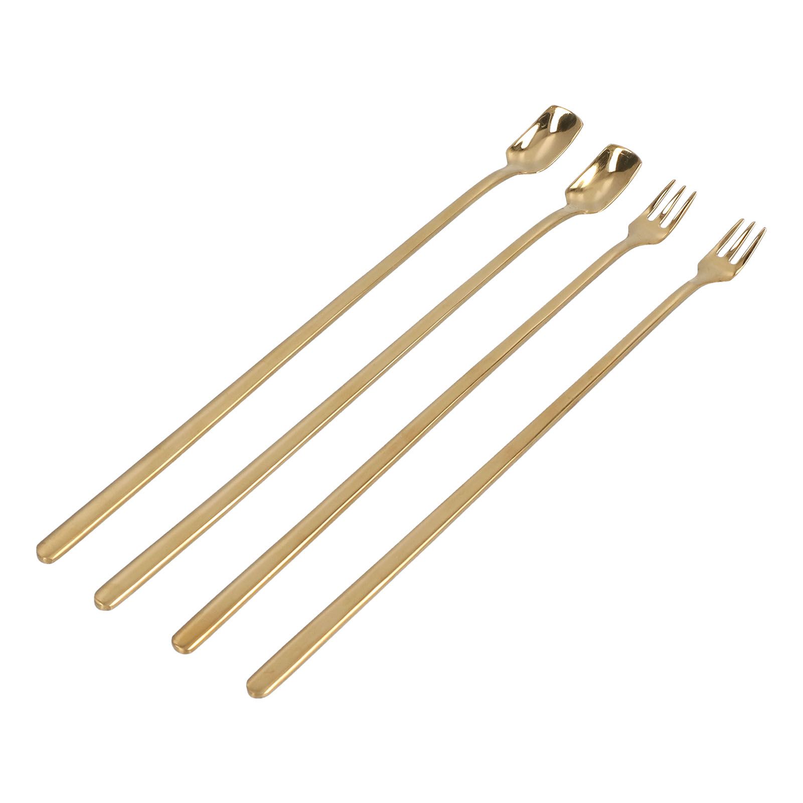 4Pcs 304 Stainless Steel Coffee Spoon Long Handle Coffee Spoon and Fork with