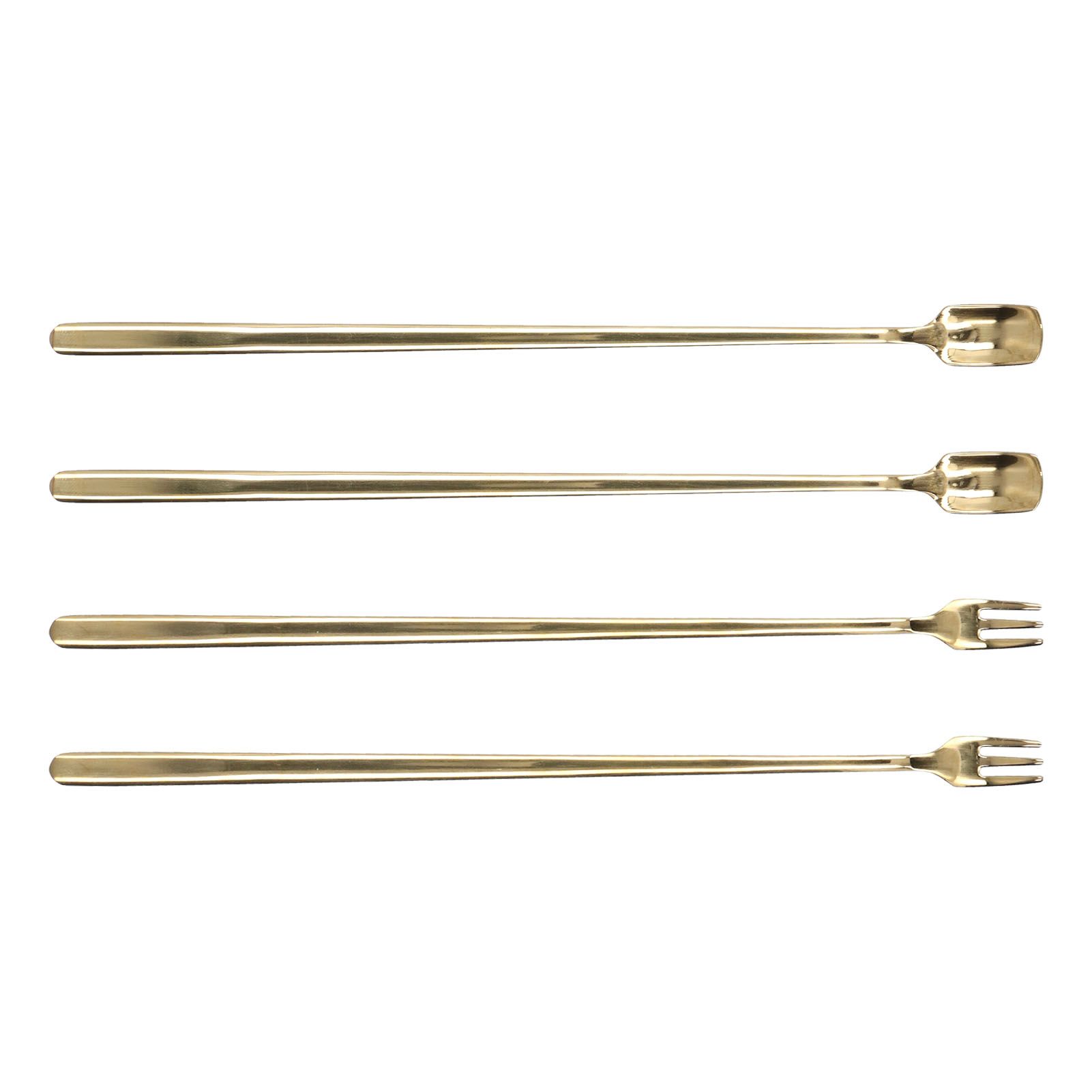 4Pcs 304 Stainless Steel Coffee Spoon Long Handle Coffee Spoon and Fork with view 2