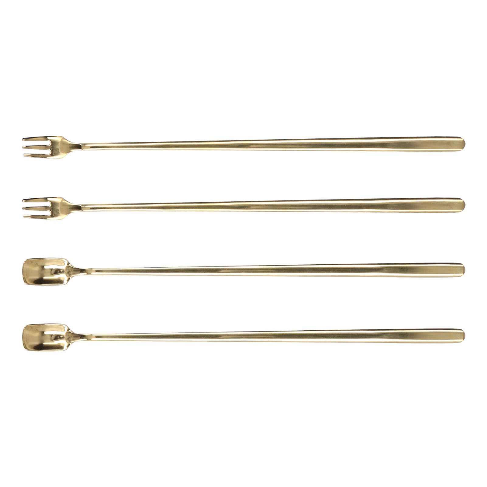 4Pcs 304 Stainless Steel Coffee Spoon Long Handle Coffee Spoon and Fork with view 3