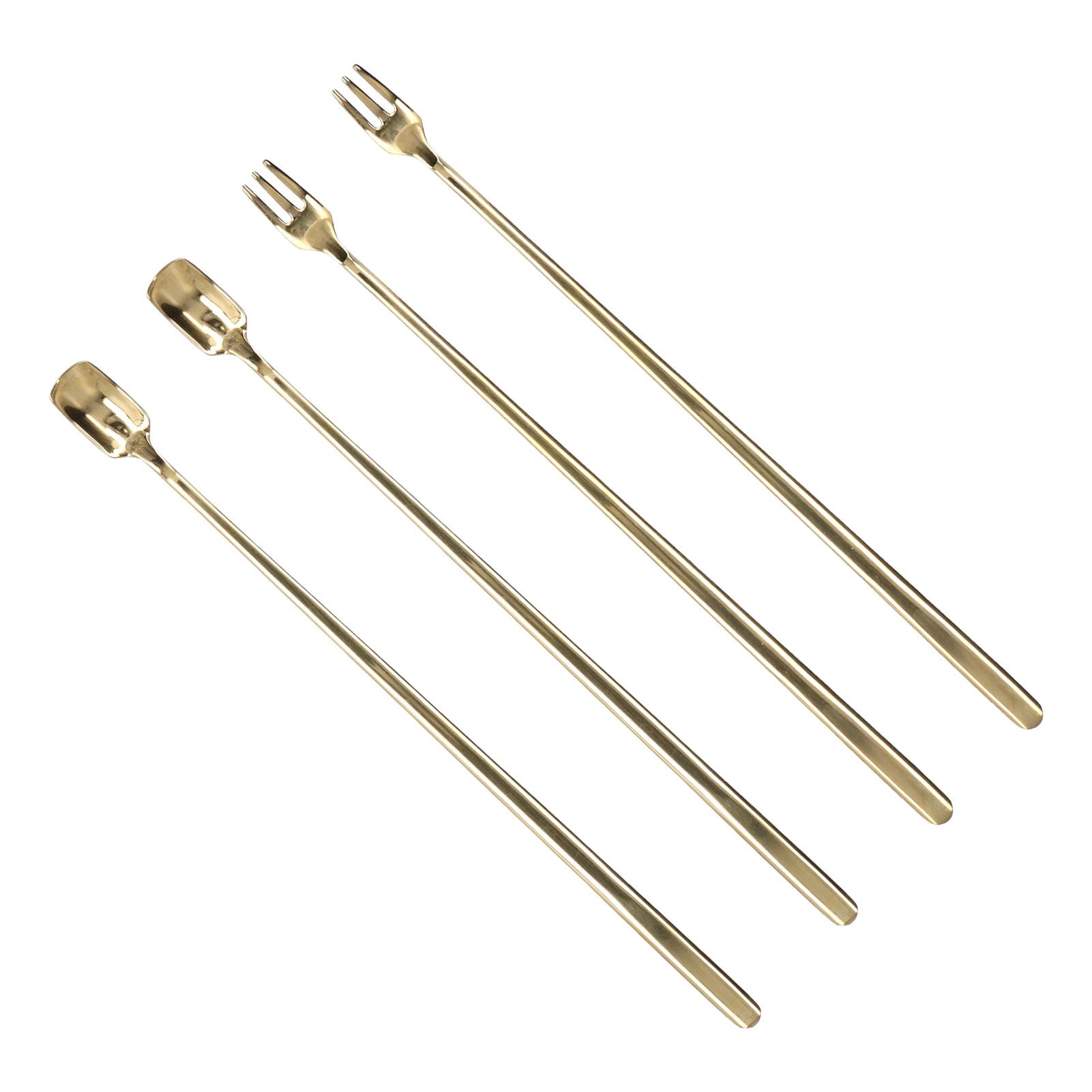 4Pcs 304 Stainless Steel Coffee Spoon Long Handle Coffee Spoon and Fork with view 4