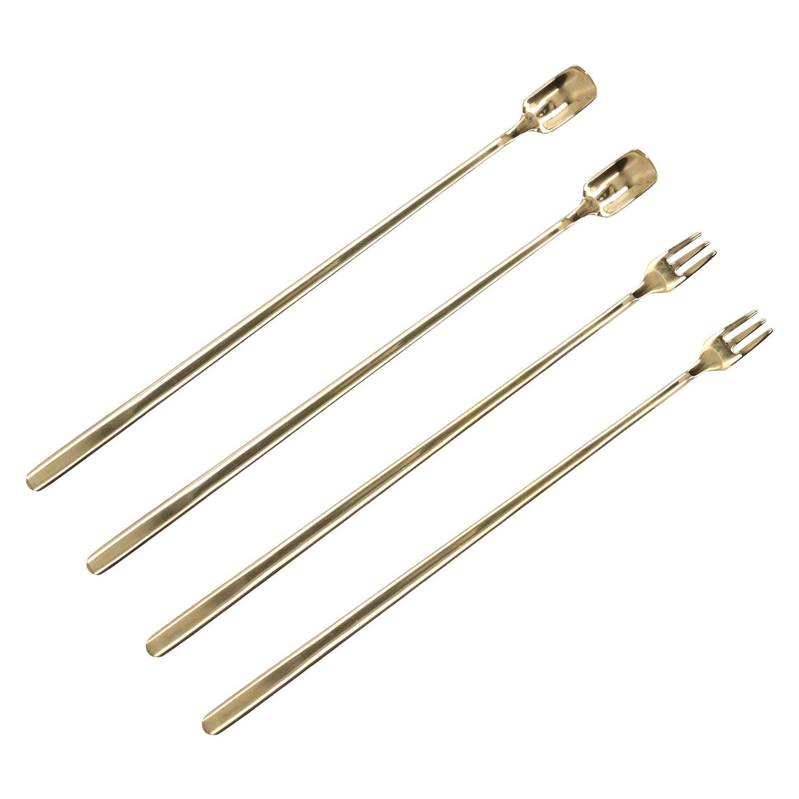 4Pcs 304 Stainless Steel Coffee Spoon Long Handle Coffee Spoon and Fork with view 5