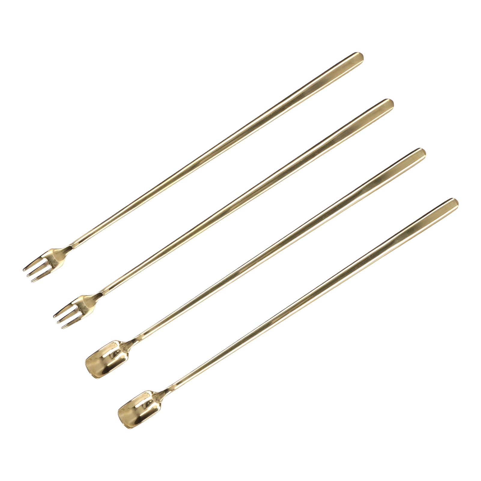 4Pcs 304 Stainless Steel Coffee Spoon Long Handle Coffee Spoon and Fork with view 6