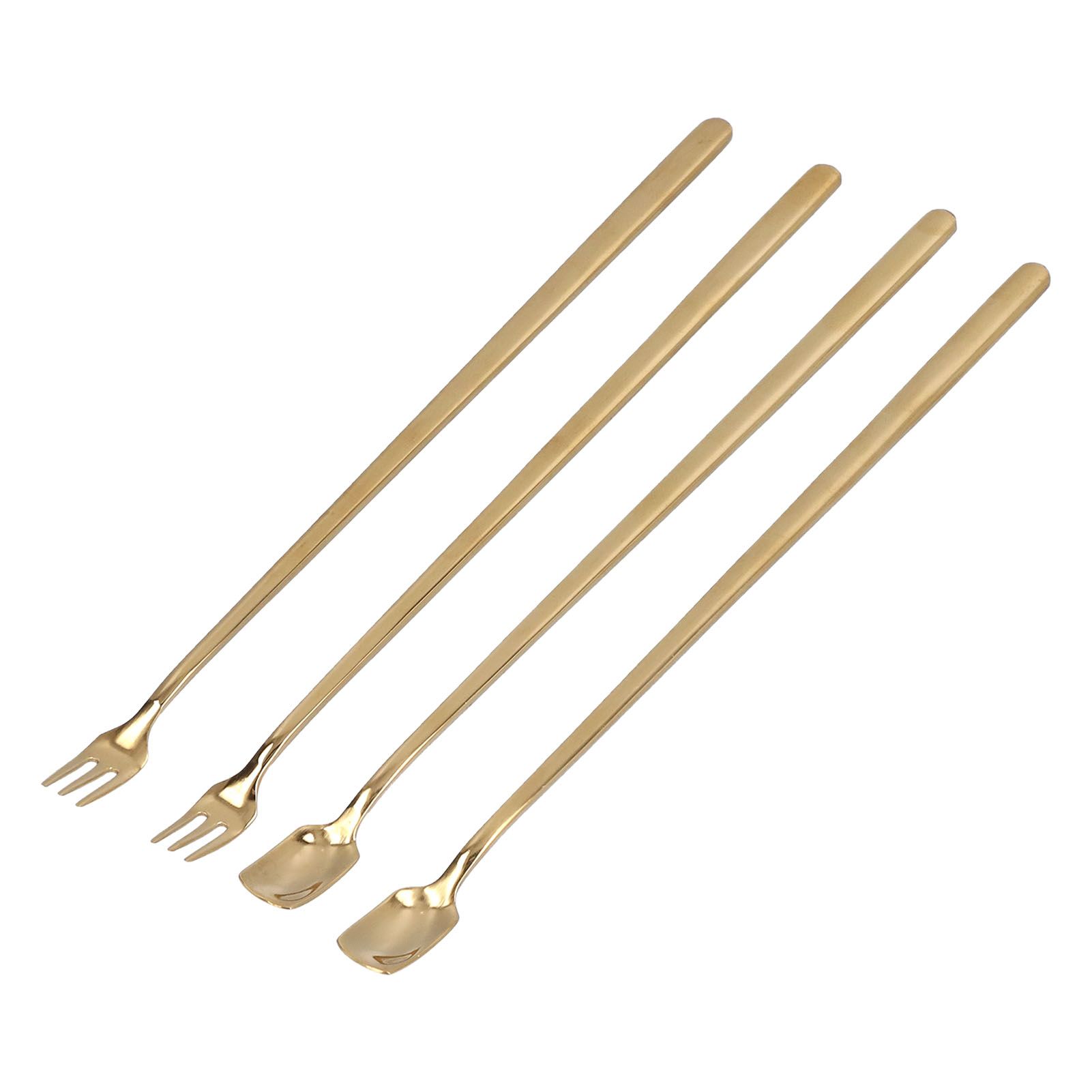 4Pcs 304 Stainless Steel Coffee Spoon Long Handle Coffee Spoon and Fork with view 8