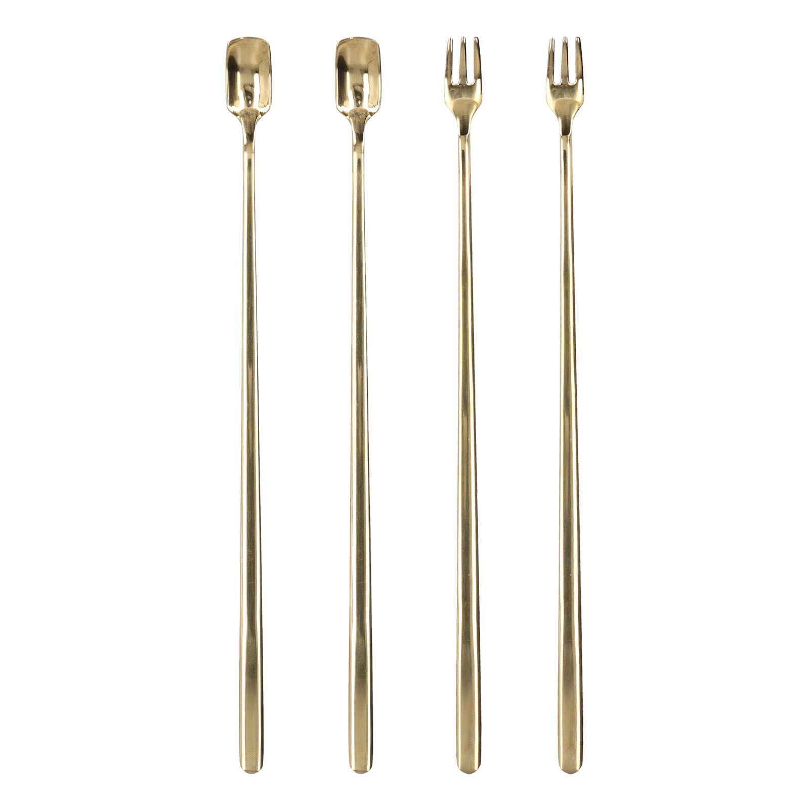 4Pcs 304 Stainless Steel Coffee Spoon Long Handle Coffee Spoon and Fork with view 10