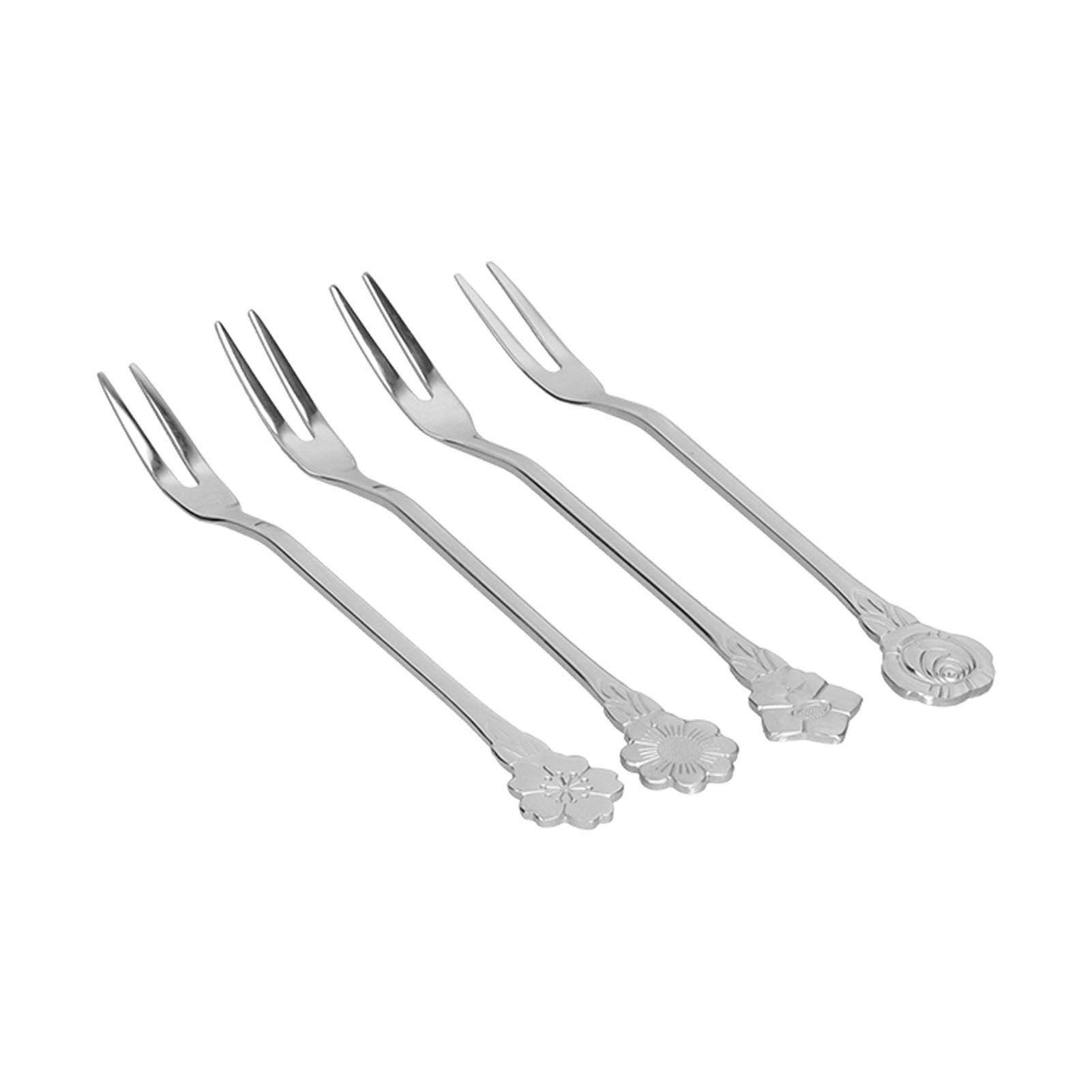 4pcs 2 Prong Fruit Fork Stainless Steel Mini Salad Fruit Dessert Tasting Forks view 4
