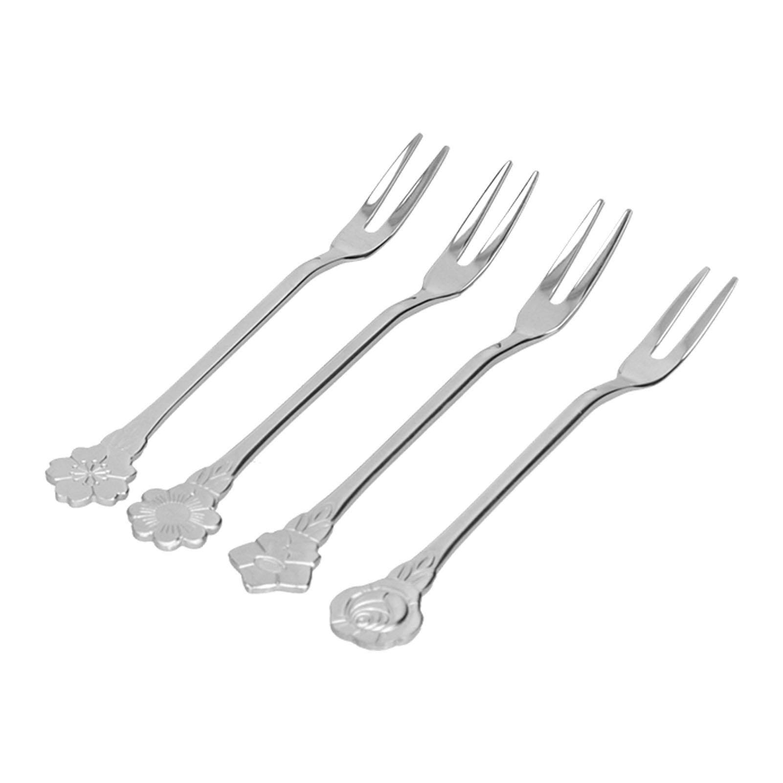 4pcs 2 Prong Fruit Fork Stainless Steel Mini Salad Fruit Dessert Tasting Forks view 7