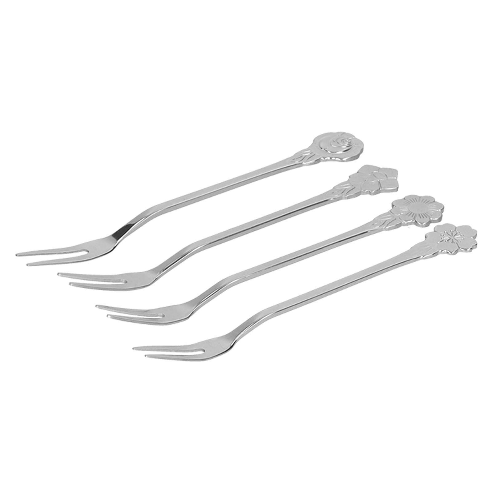 4pcs 2 Prong Fruit Fork Stainless Steel Mini Salad Fruit Dessert Tasting Forks view 10