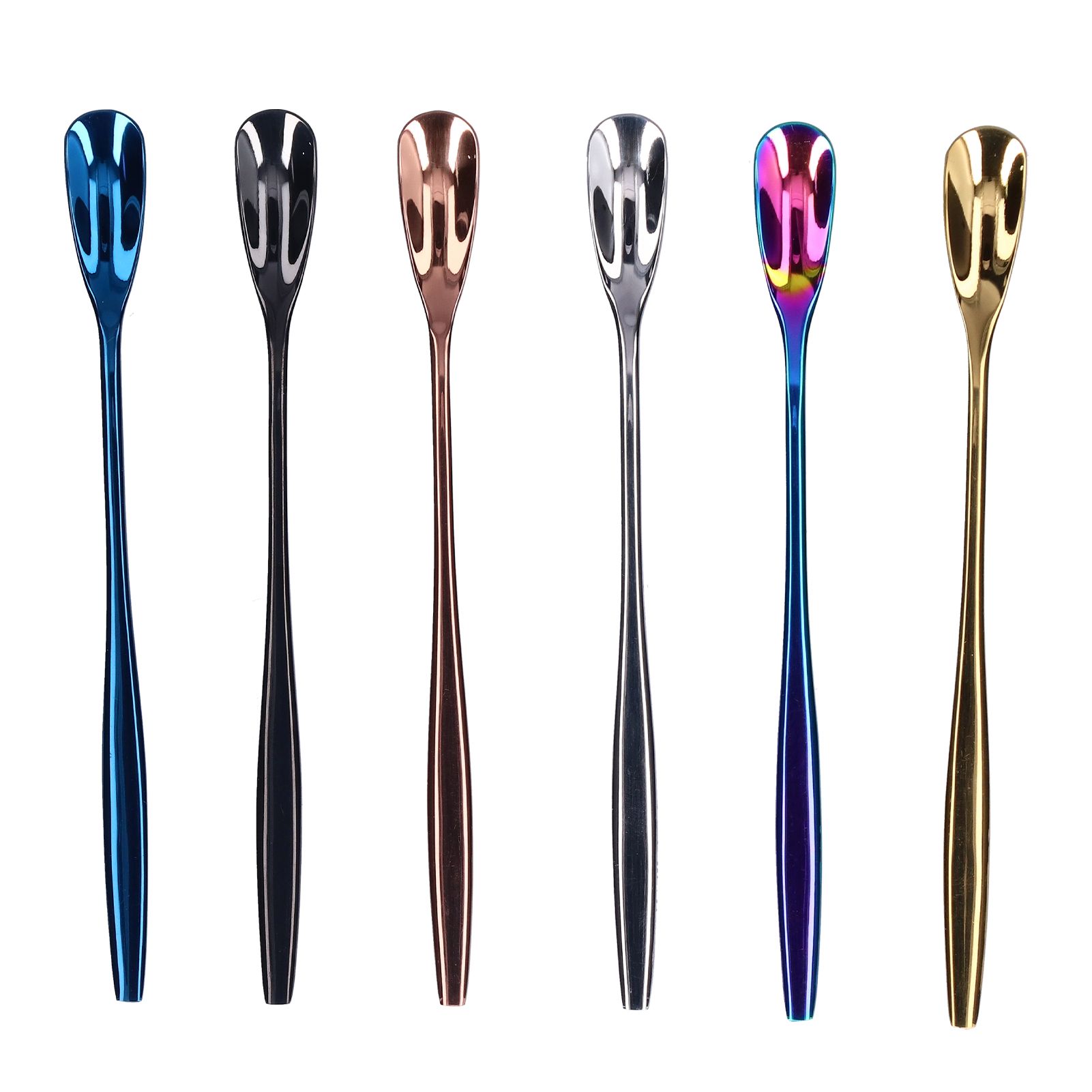 6PCS Coffee Spoon Stainless Steel Mixing Spoon Thickened Long Handle Ice Tea