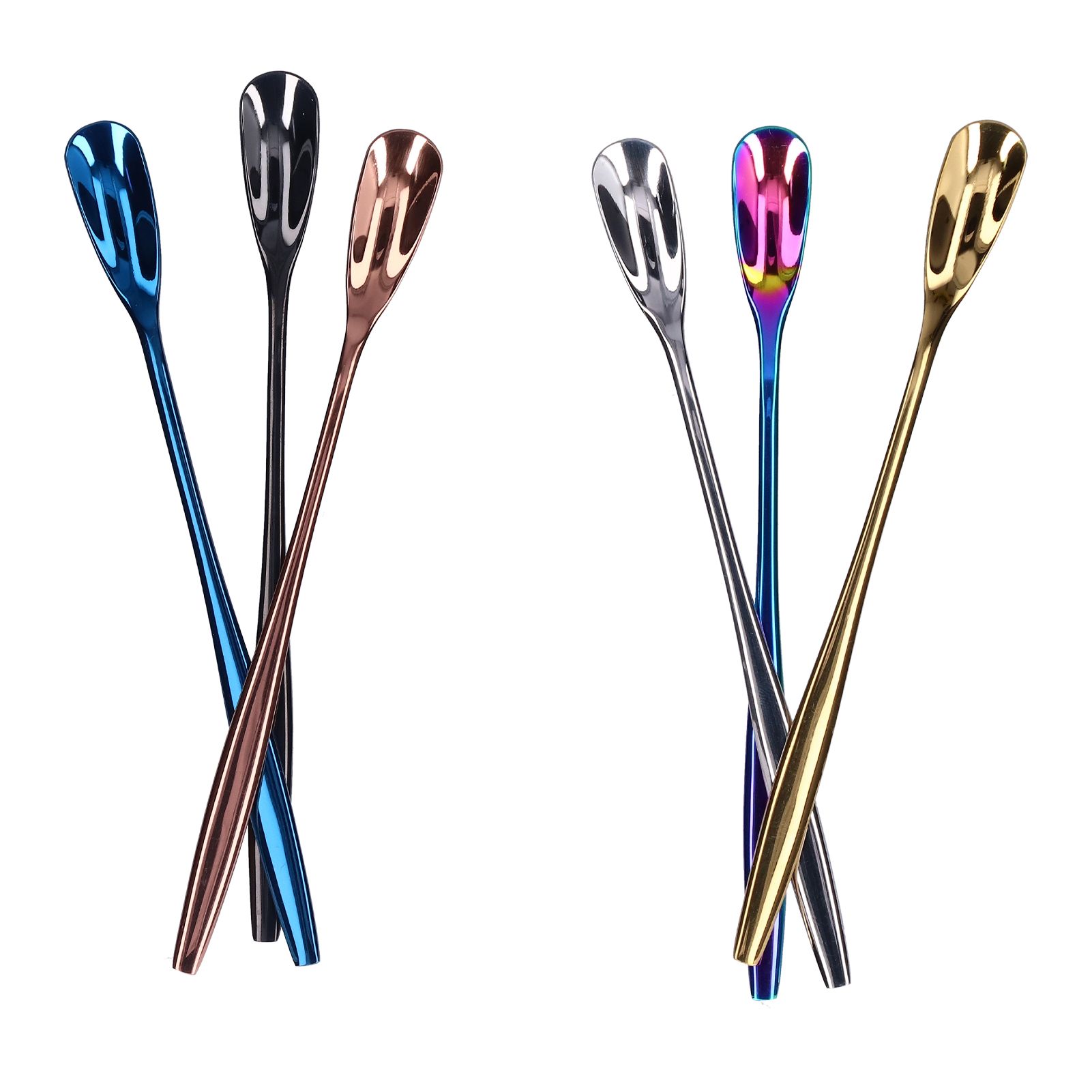 6PCS Coffee Spoon Stainless Steel Mixing Spoon Thickened Long Handle Ice Tea view 2