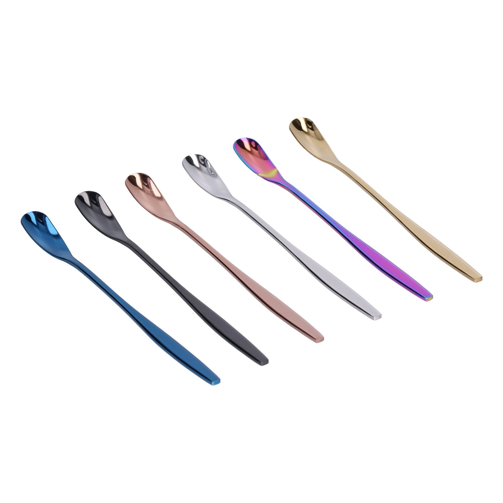 6PCS Coffee Spoon Stainless Steel Mixing Spoon Thickened Long Handle Ice Tea view 3