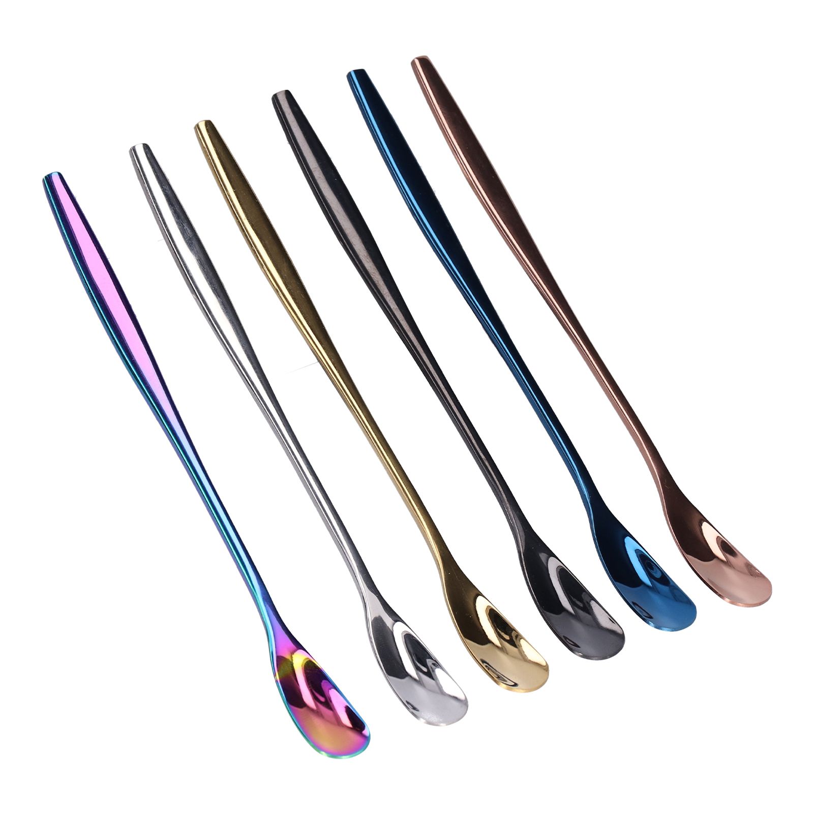 6PCS Coffee Spoon Stainless Steel Mixing Spoon Thickened Long Handle Ice Tea view 7