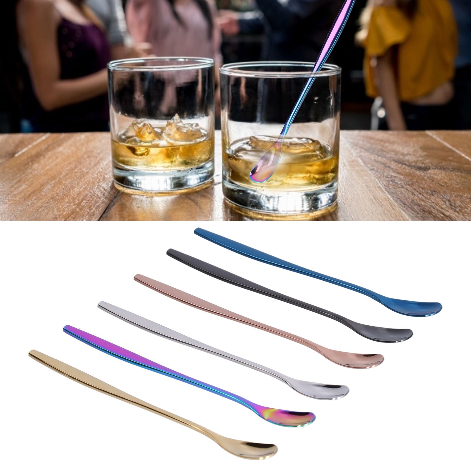 6PCS Coffee Spoon Stainless Steel Mixing Spoon Thickened Long Handle Ice Tea view 12