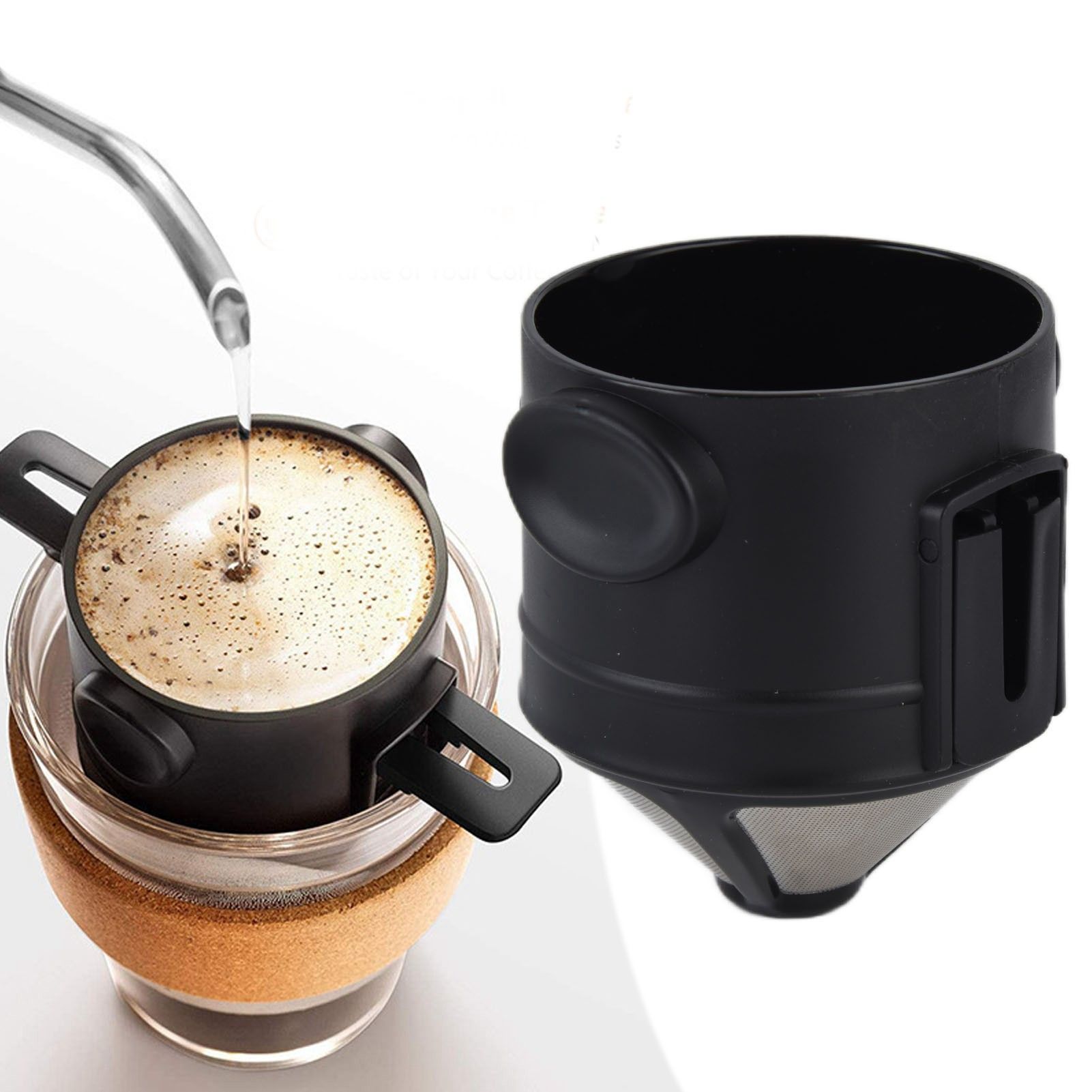 Pour Over Coffee Maker Portable Reusable Stainless Steel Coffee Filter with view 12
