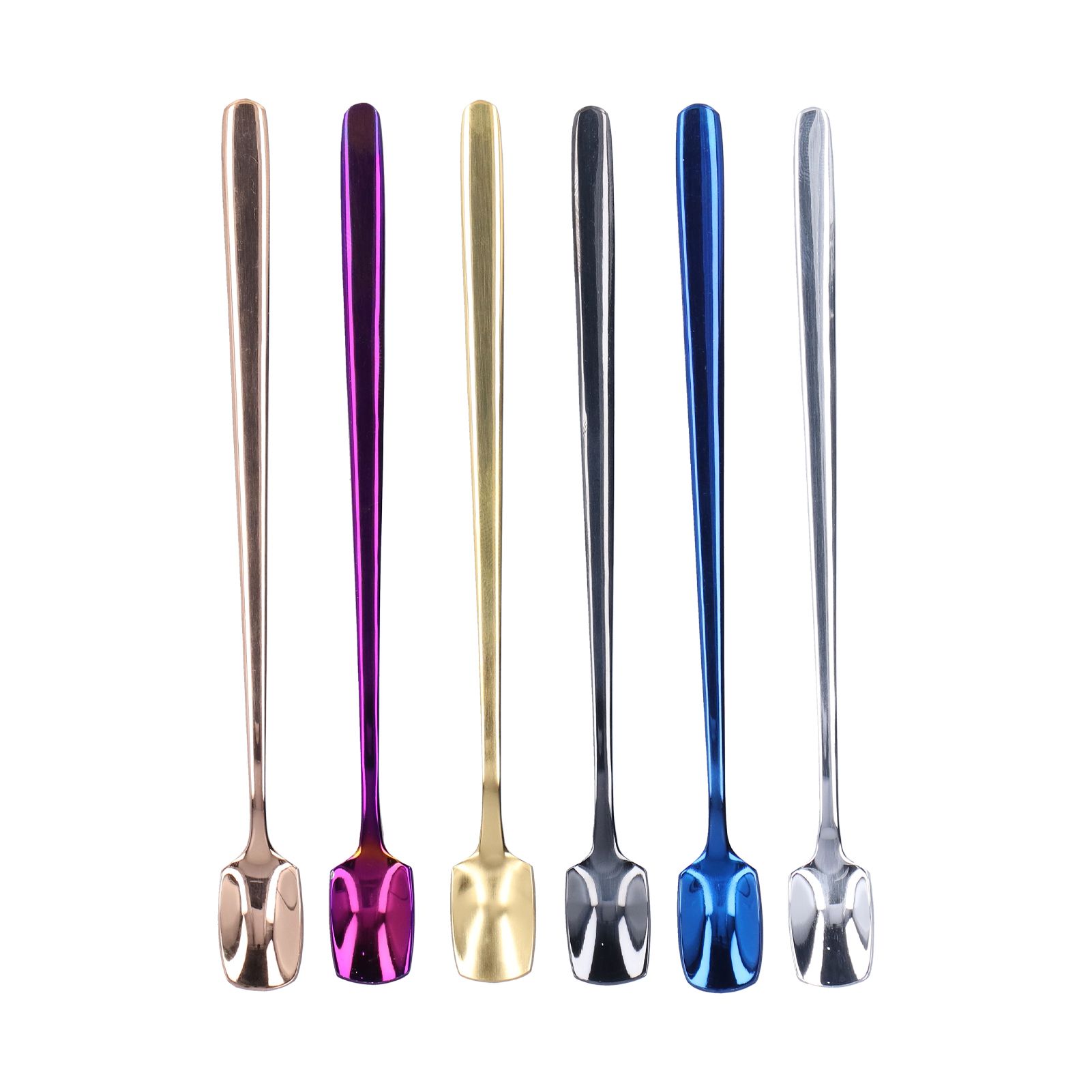 6 Pcs Dessert Spoon 304 Stainless Steel Mixing Spoon Shovel Long Handle
