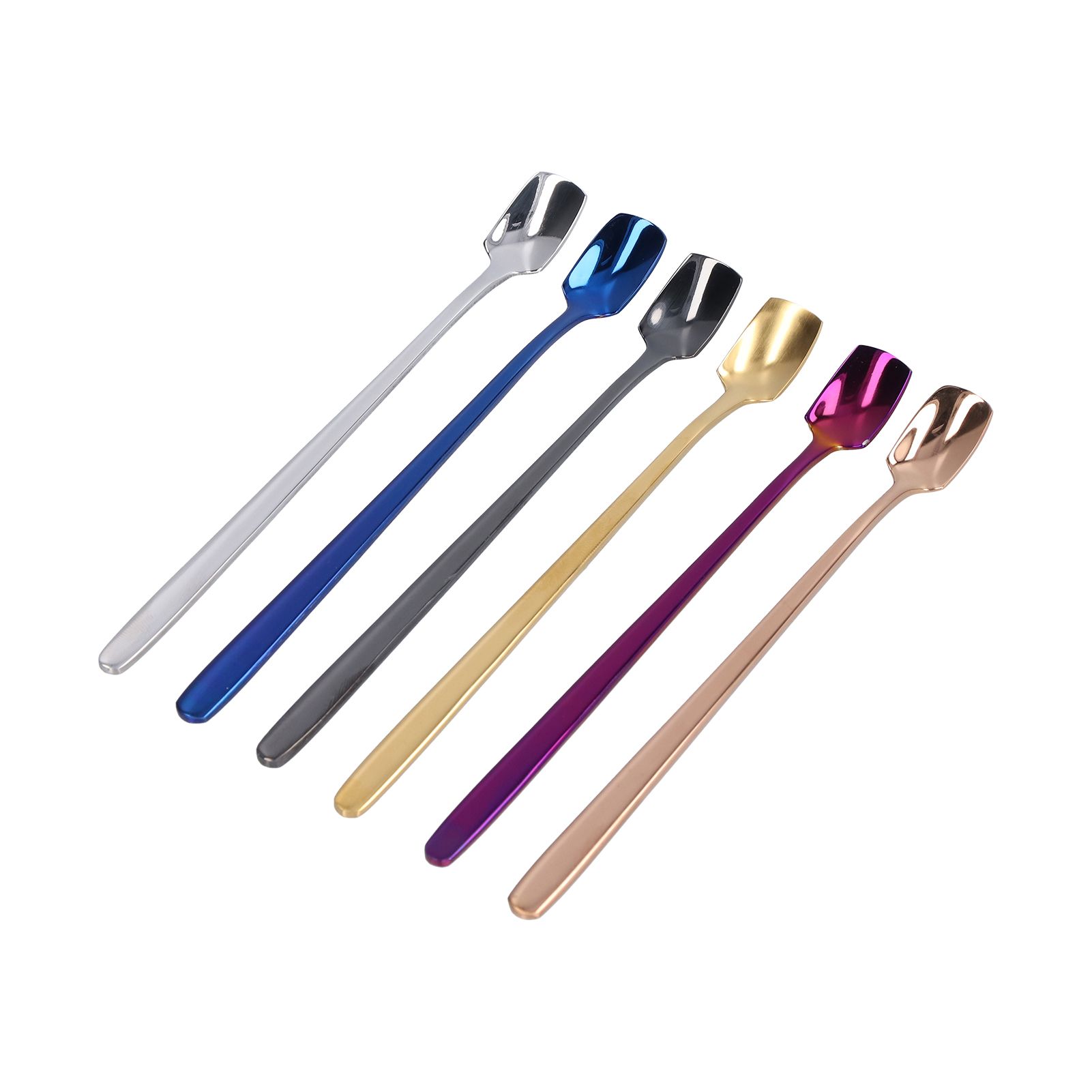6 Pcs Dessert Spoon 304 Stainless Steel Mixing Spoon Shovel Long Handle view 2