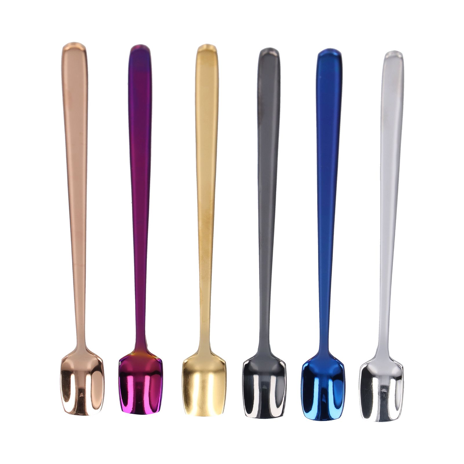 6 Pcs Dessert Spoon 304 Stainless Steel Mixing Spoon Shovel Long Handle view 3
