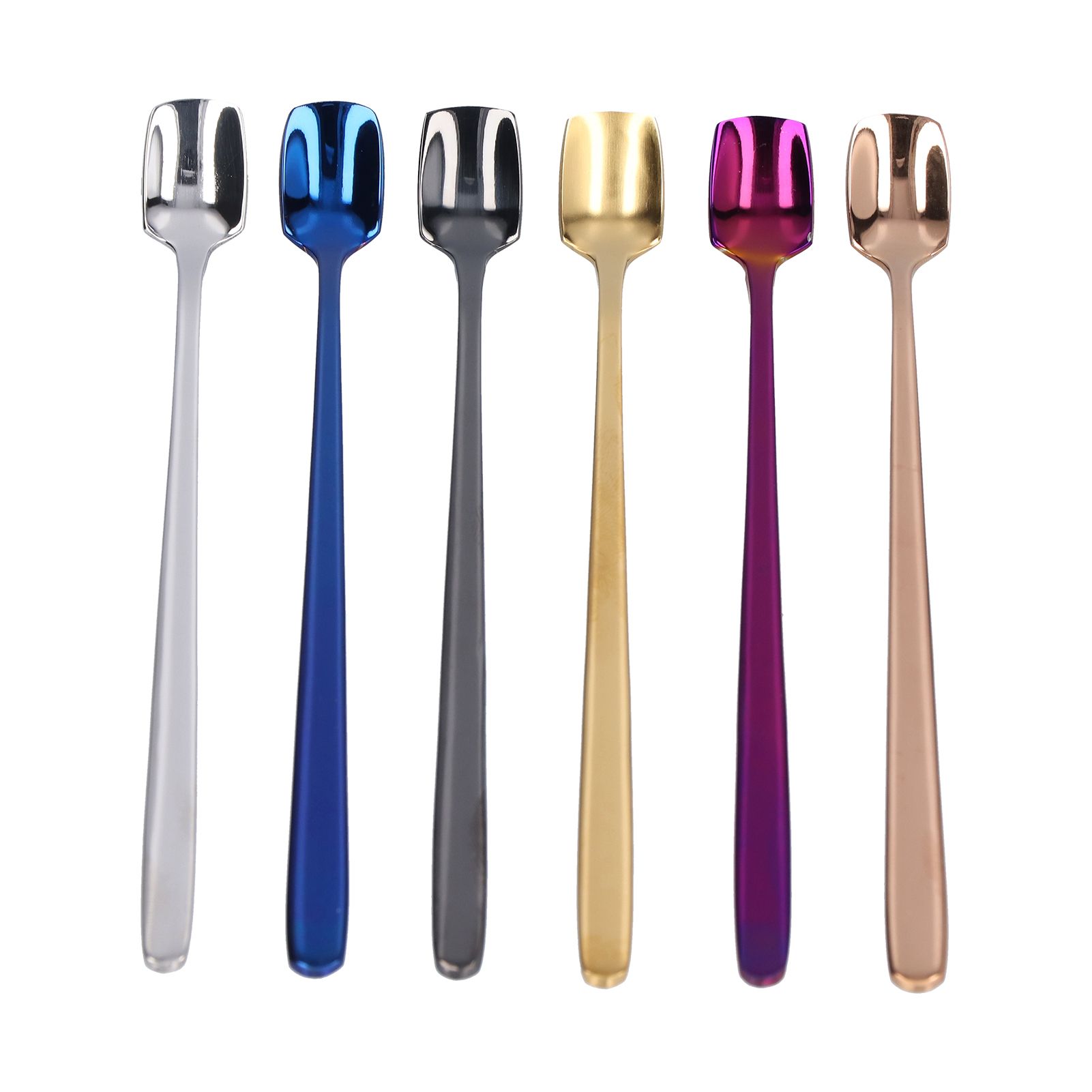 6 Pcs Dessert Spoon 304 Stainless Steel Mixing Spoon Shovel Long Handle view 4