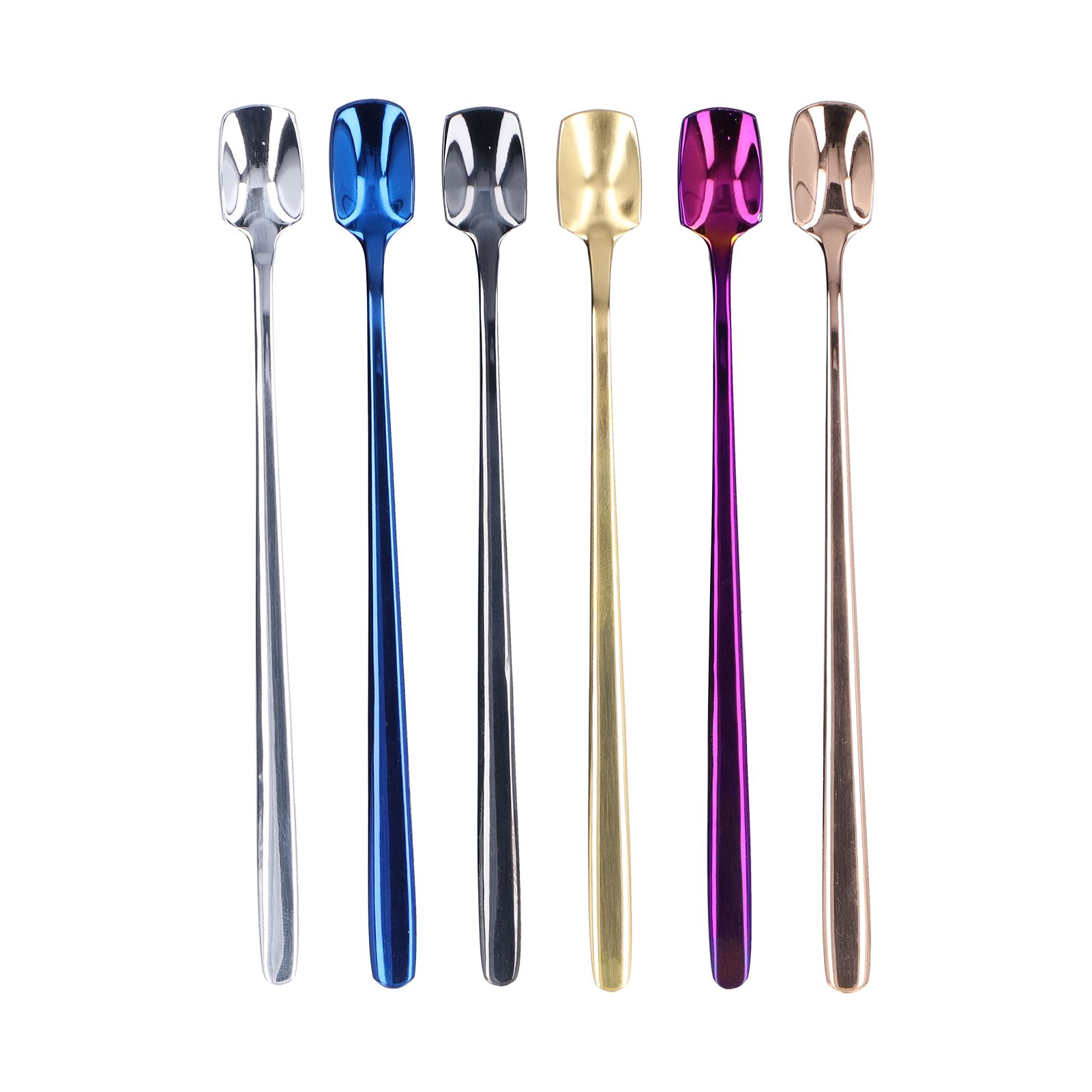 6 Pcs Dessert Spoon 304 Stainless Steel Mixing Spoon Shovel Long Handle view 5