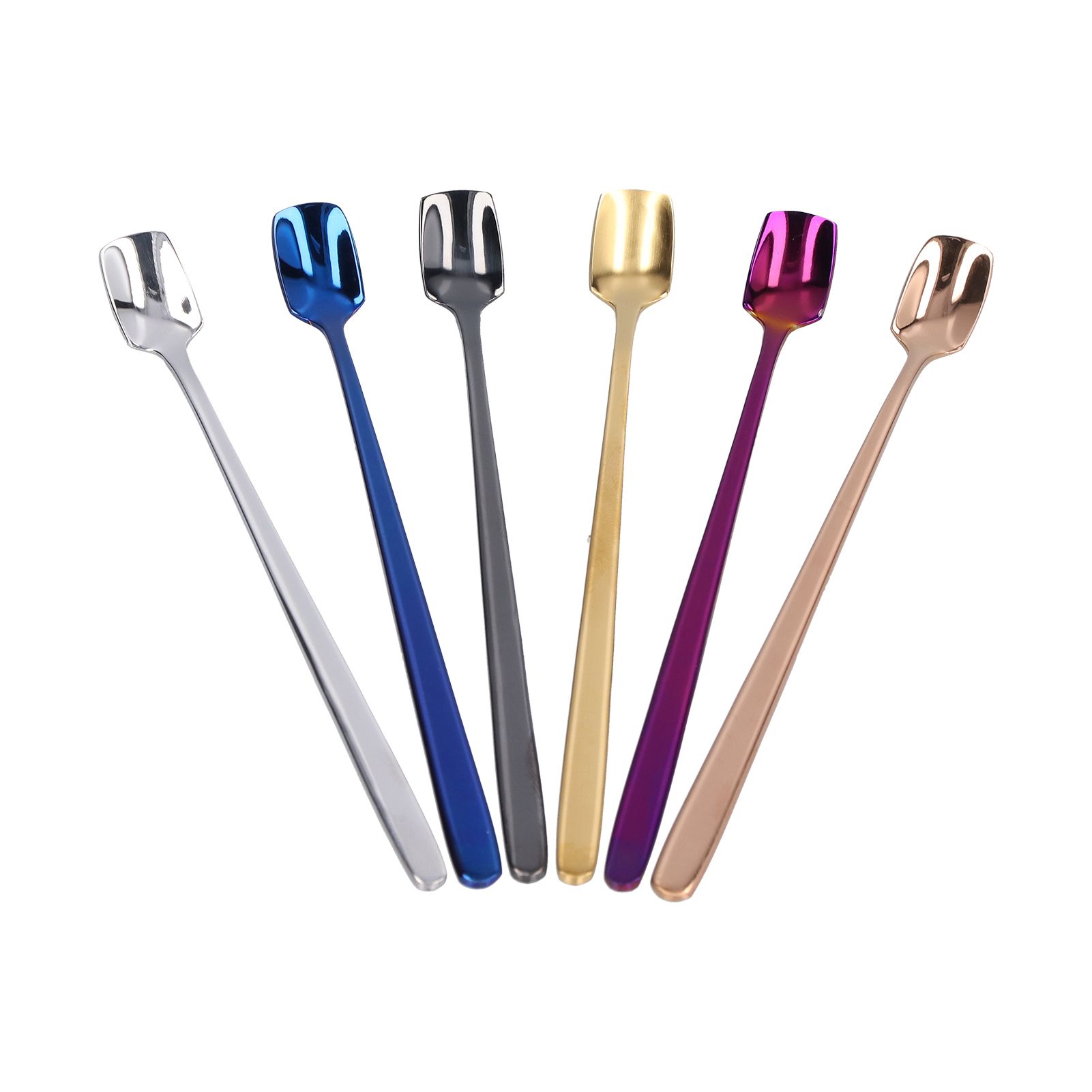 6 Pcs Dessert Spoon 304 Stainless Steel Mixing Spoon Shovel Long Handle view 8