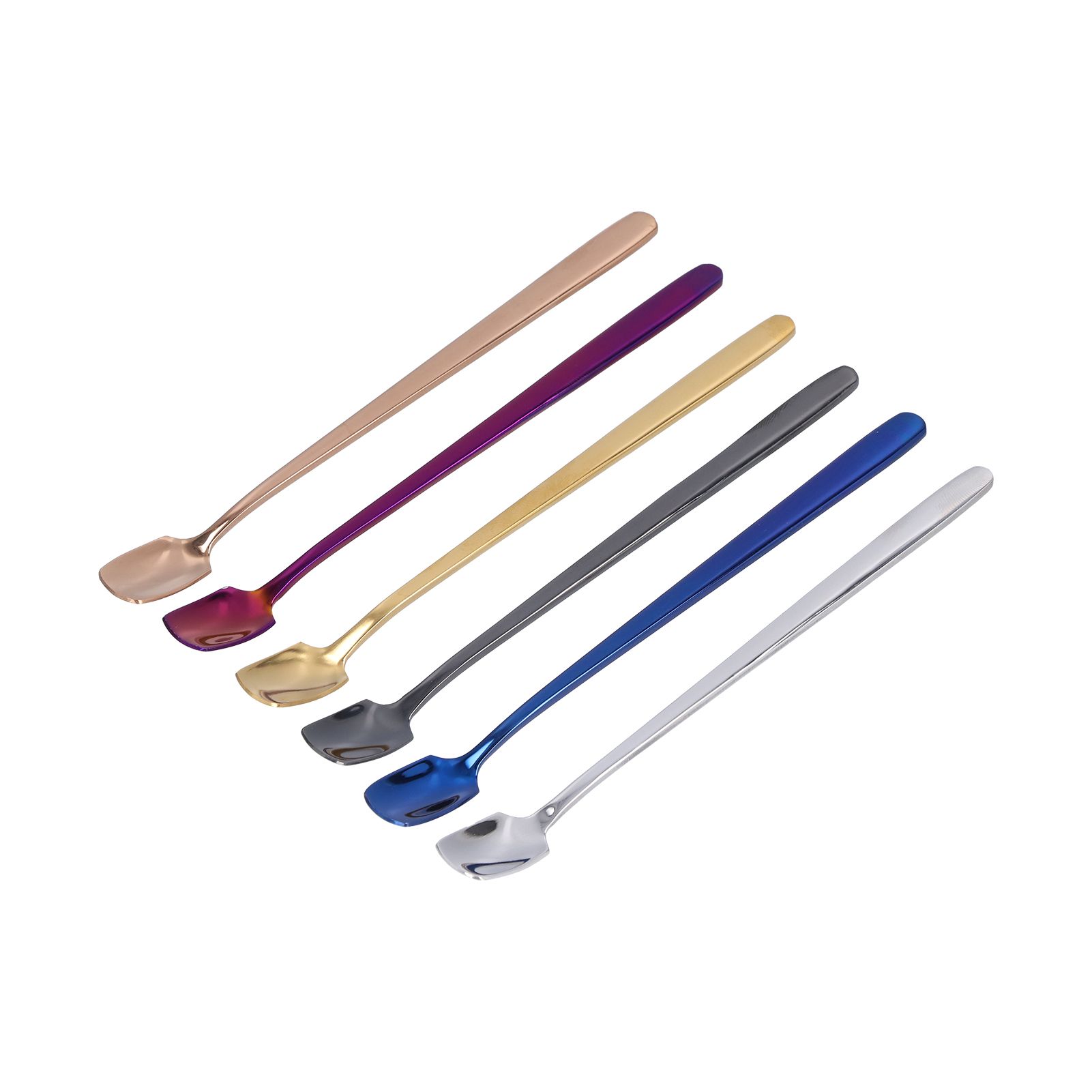 6 Pcs Dessert Spoon 304 Stainless Steel Mixing Spoon Shovel Long Handle view 9