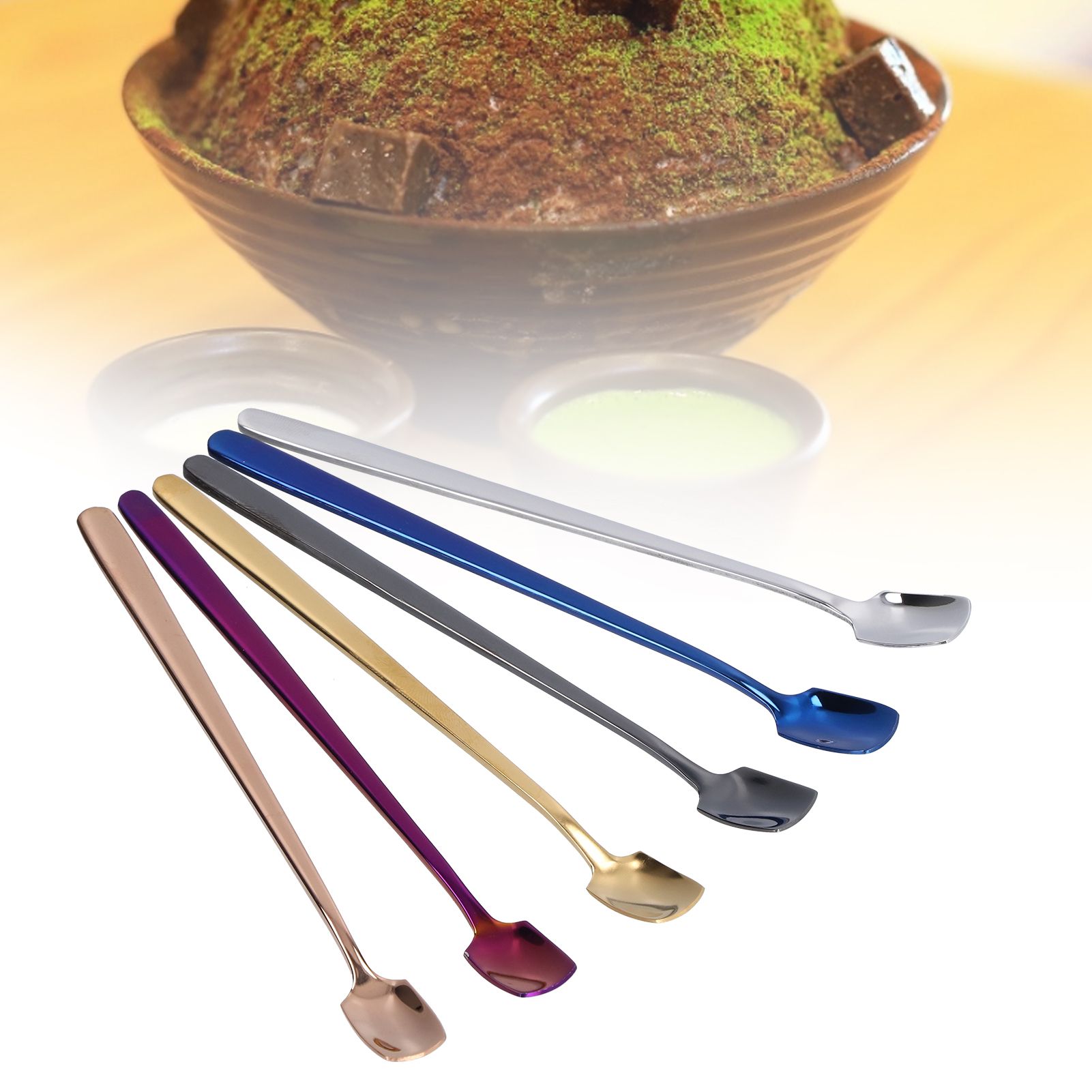 6 Pcs Dessert Spoon 304 Stainless Steel Mixing Spoon Shovel Long Handle view 12
