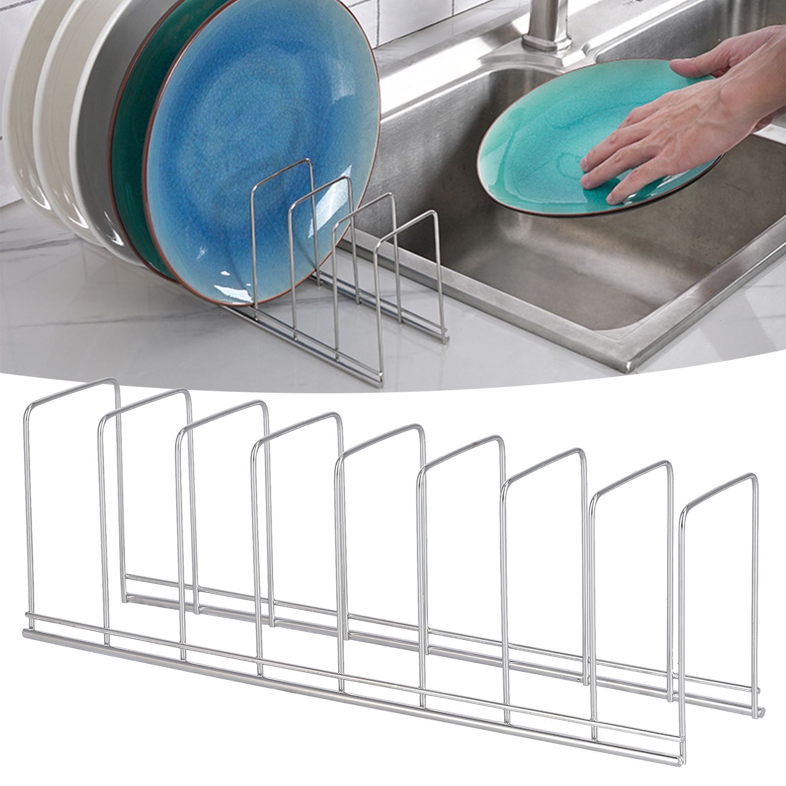 Kitchen Organizer Rack Multiple Use Dish Drying Rack for Plates Baking Pan Pot view 12