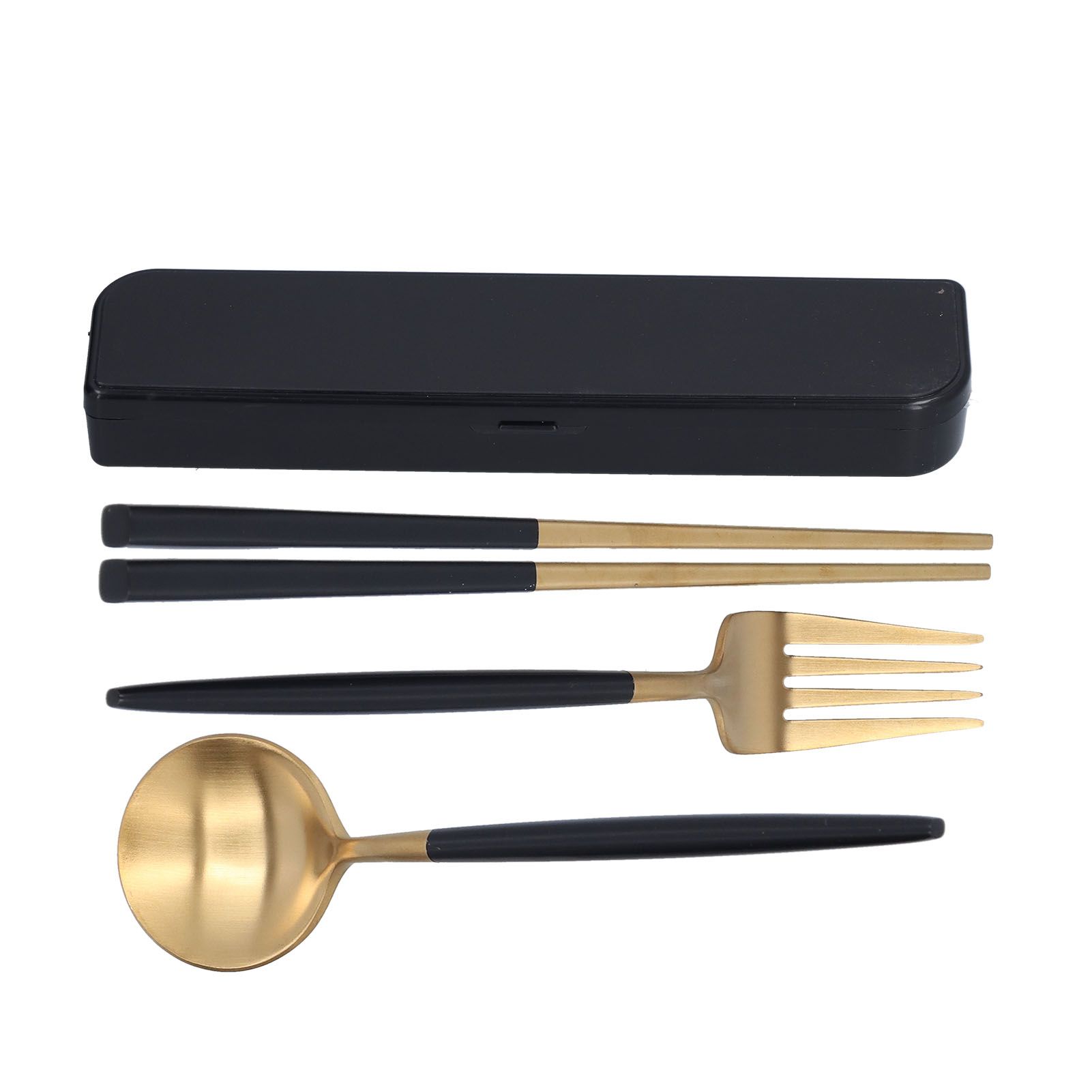 3Pcs/Set Portable Travel Utensils Stainless Steel Spoon Fork Chopsticks Set