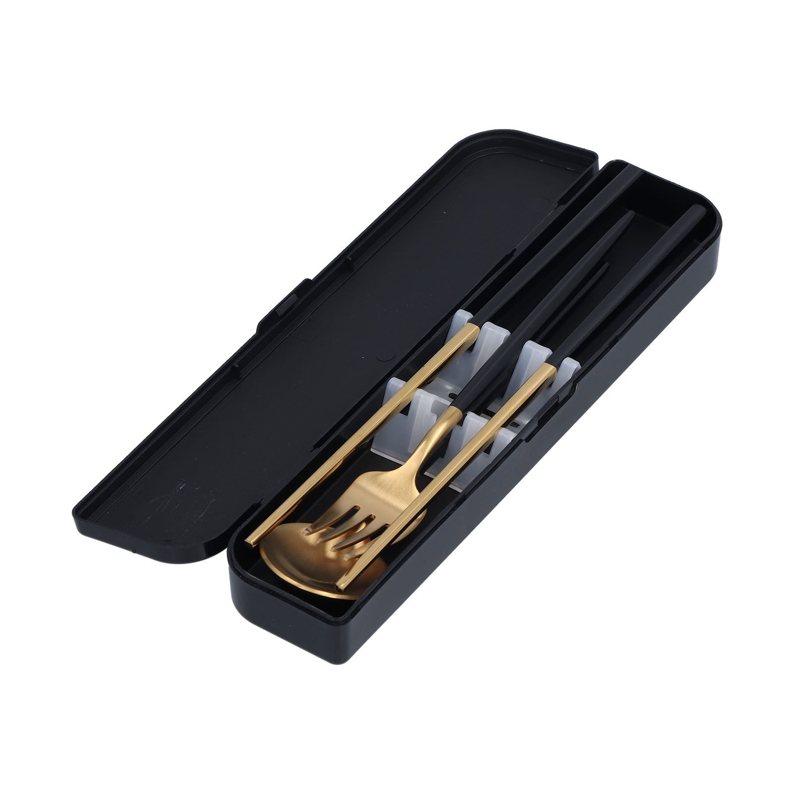 3Pcs/Set Portable Travel Utensils Stainless Steel Spoon Fork Chopsticks Set view 3