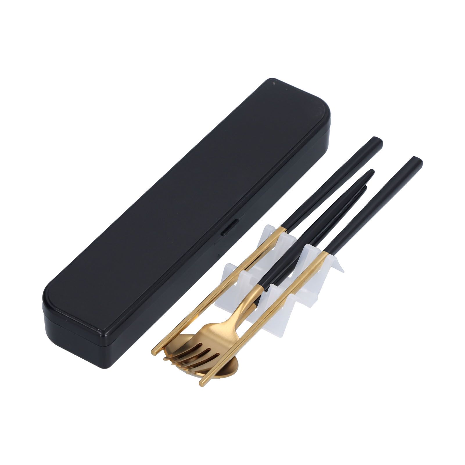 3Pcs/Set Portable Travel Utensils Stainless Steel Spoon Fork Chopsticks Set view 4