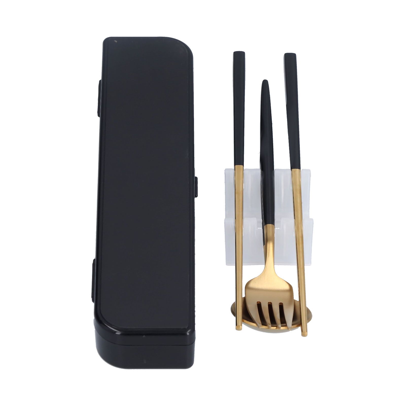 3Pcs/Set Portable Travel Utensils Stainless Steel Spoon Fork Chopsticks Set view 5