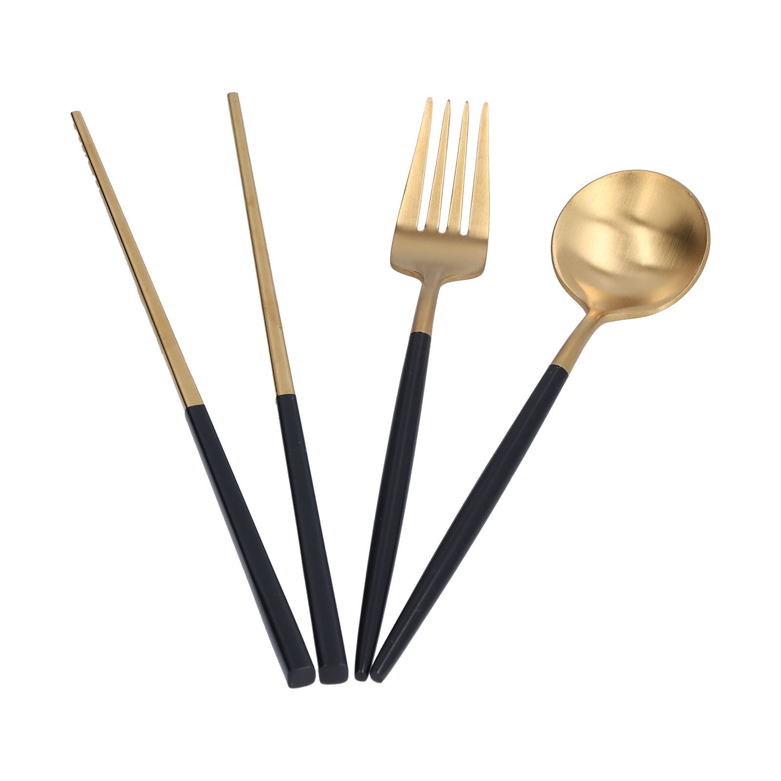 3Pcs/Set Portable Travel Utensils Stainless Steel Spoon Fork Chopsticks Set view 7