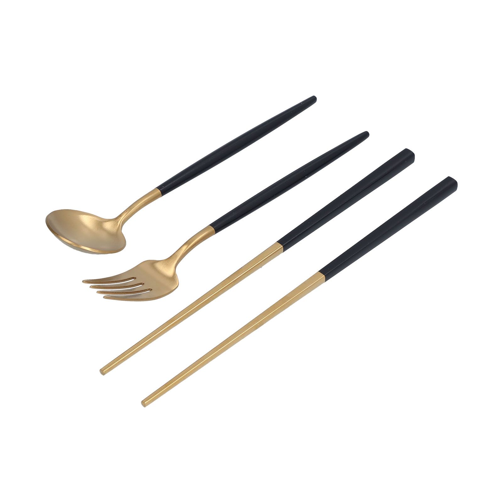 3Pcs/Set Portable Travel Utensils Stainless Steel Spoon Fork Chopsticks Set view 8