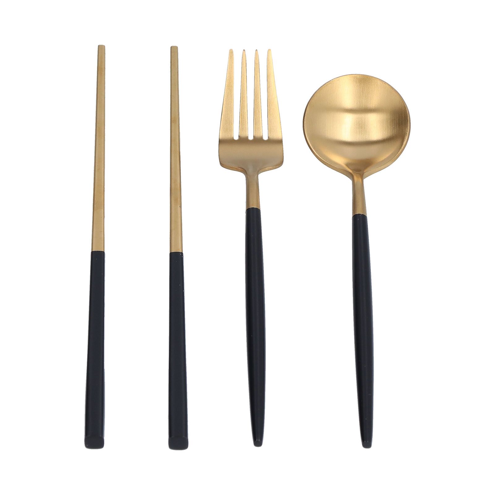 3Pcs/Set Portable Travel Utensils Stainless Steel Spoon Fork Chopsticks Set view 9