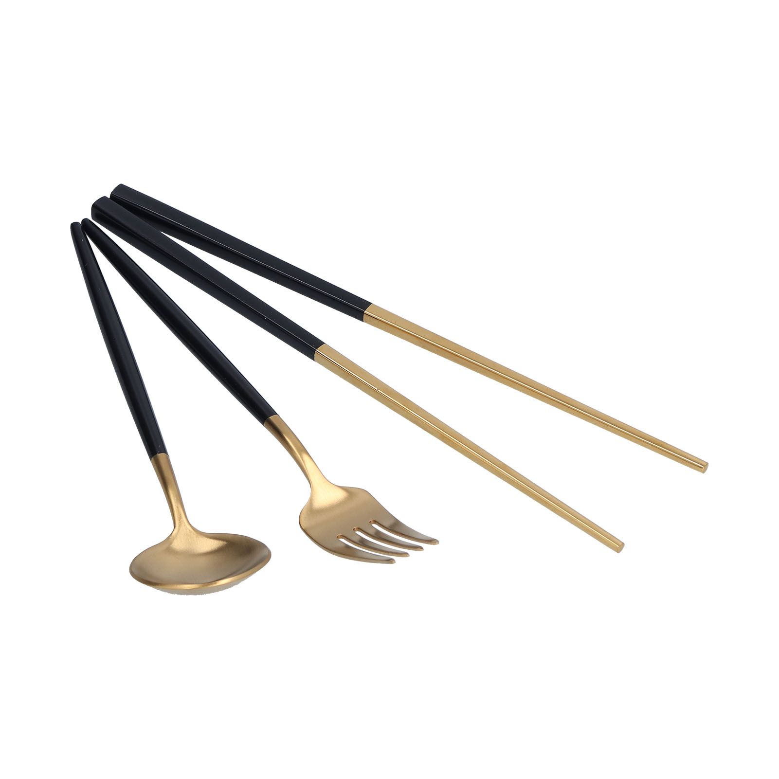 3Pcs/Set Portable Travel Utensils Stainless Steel Spoon Fork Chopsticks Set view 10