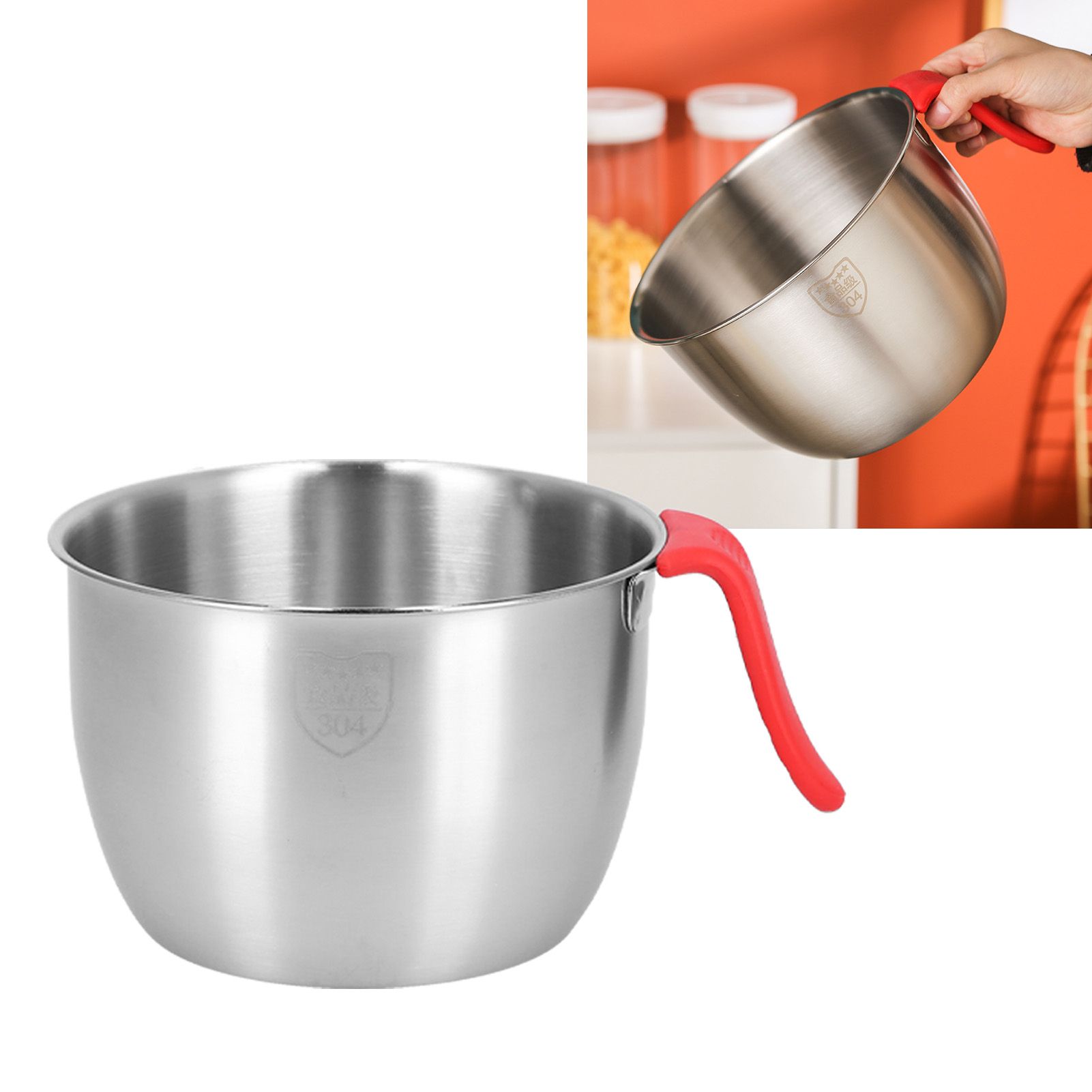 Stainless Steel Mixing Bowl with Handle Non Slip Deepen Splashproof Egg view 11