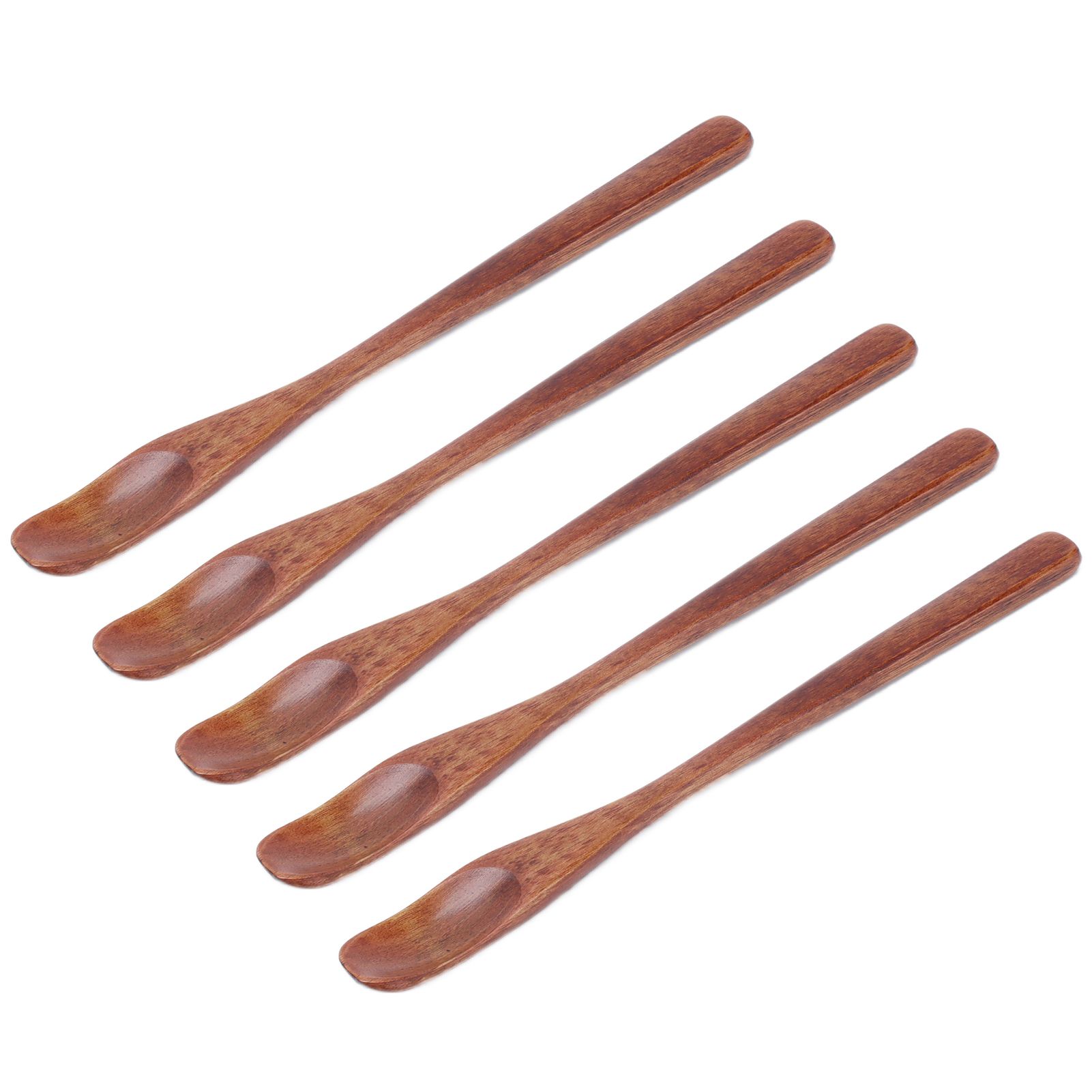 5Pcs Small Wood Color Spoon Narrow Headed Anti Scalding Spoon for Children