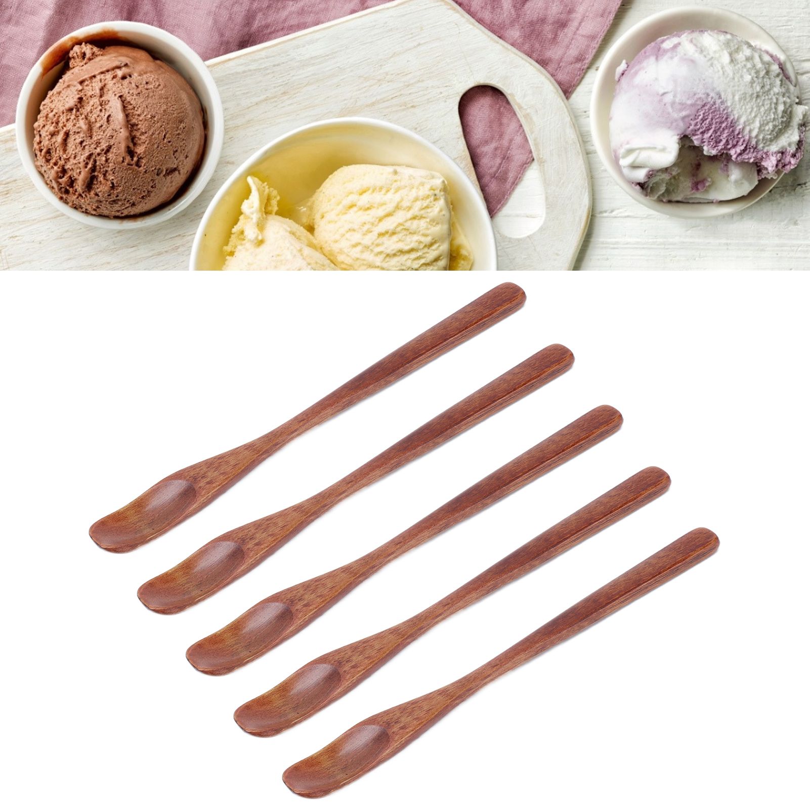 5Pcs Small Wood Color Spoon Narrow Headed Anti Scalding Spoon for Children view 12