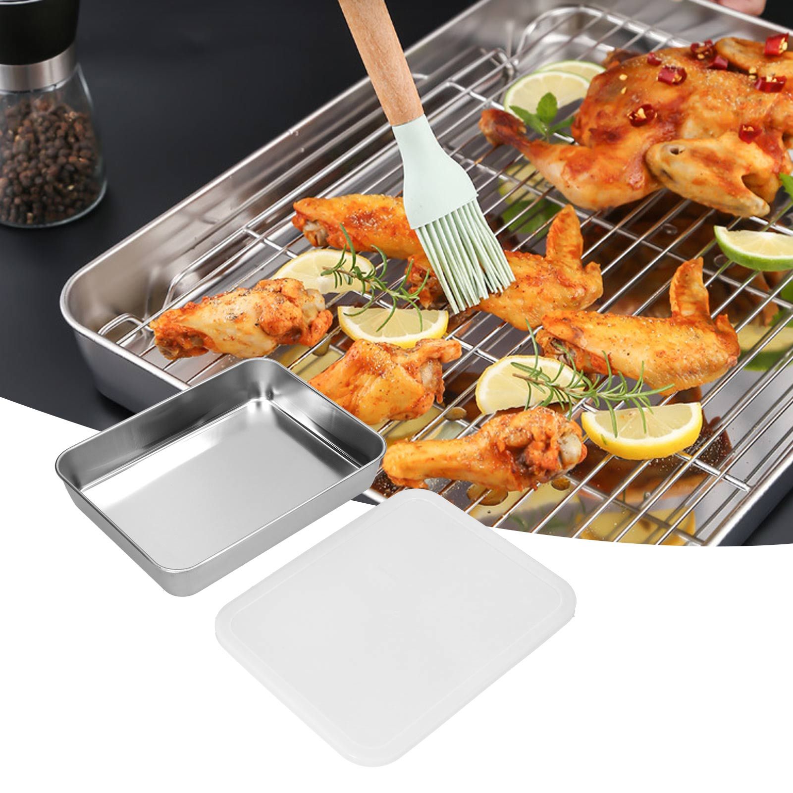 Stainless Steel Baking Tray Deep Flat Non Stick Baking Pan Food Storage Box view 11