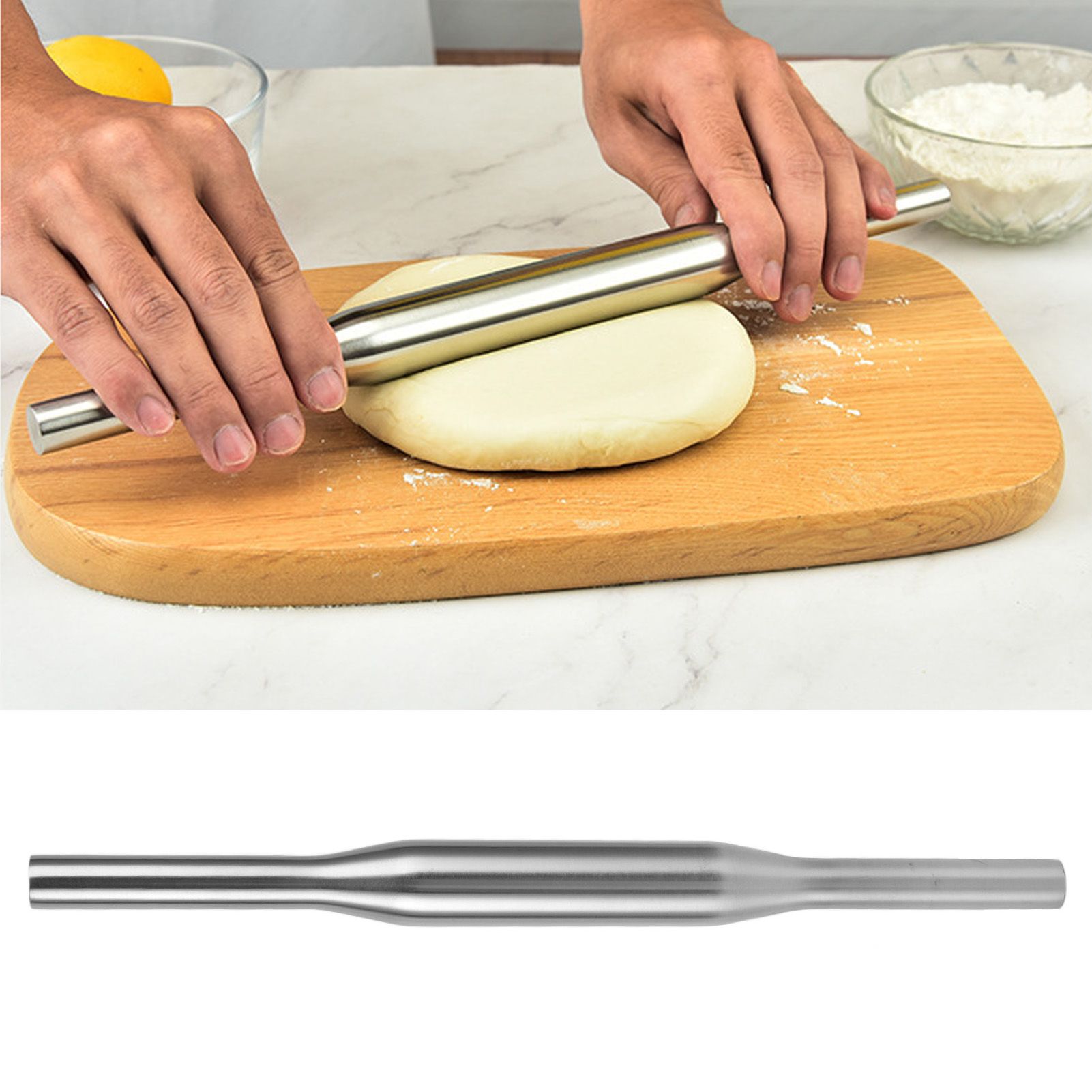 Rolling Pin Baked 304 Stainless Steel Portable Professional Pizza Dough Roller view 12