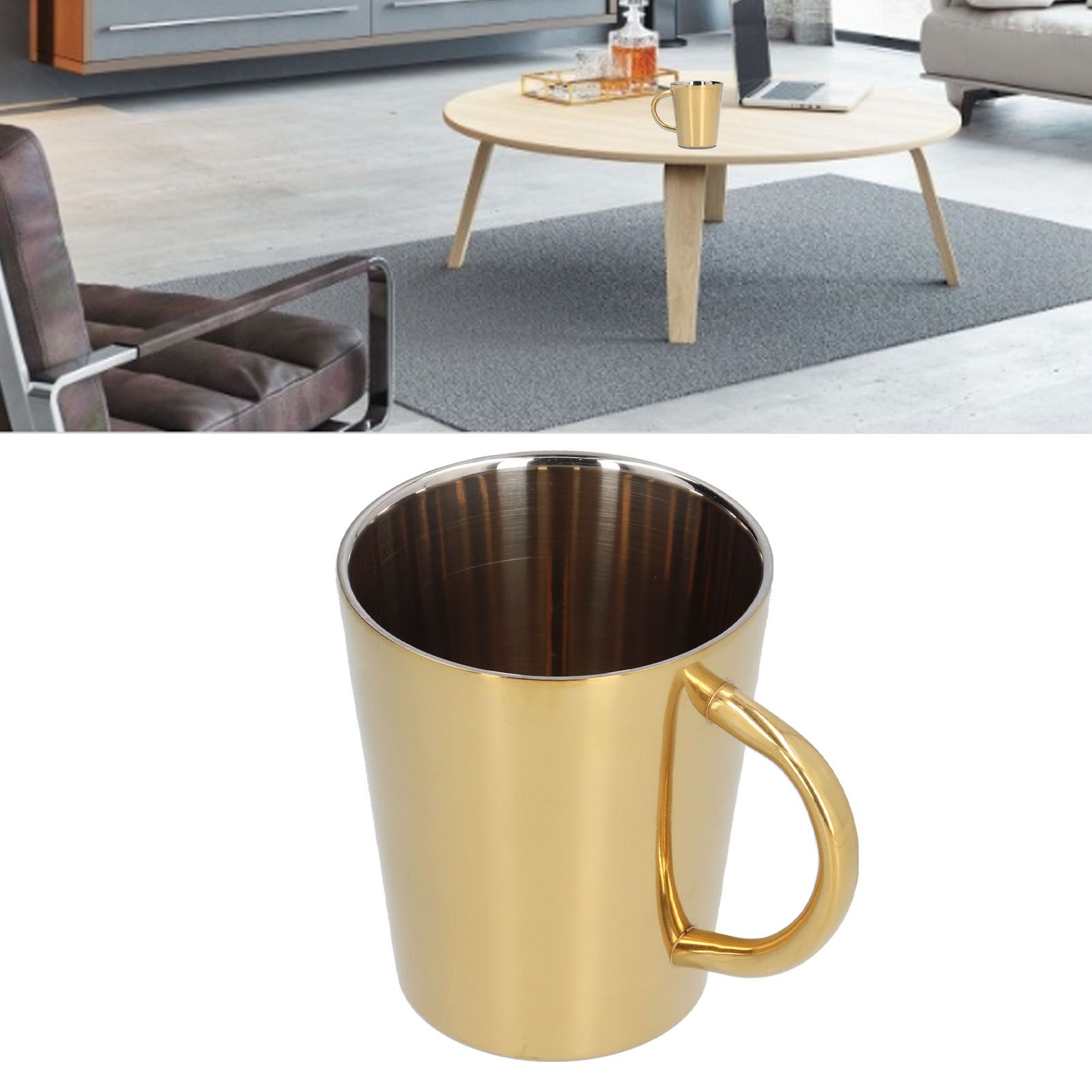 300ml Water Cup with Handle 304 Stainless Steel Heat Insulation Coffee Mug for view 11