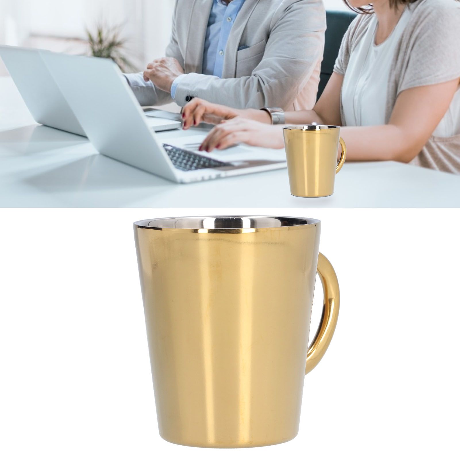 300ml Water Cup with Handle 304 Stainless Steel Heat Insulation Coffee Mug for view 12