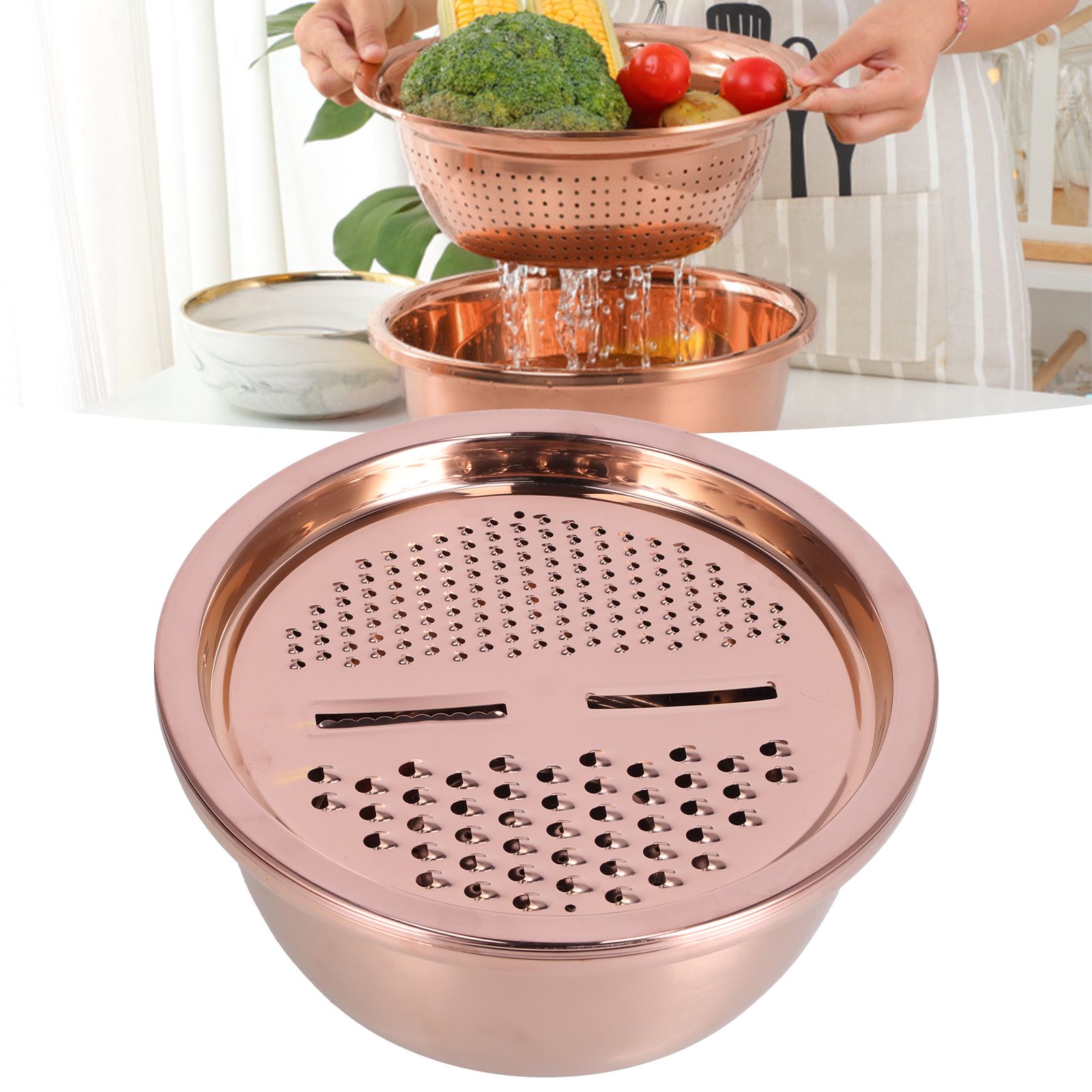 Multipurpose Water Basin Drain Basket with Vegetable Cutter Grater Stainless view 12